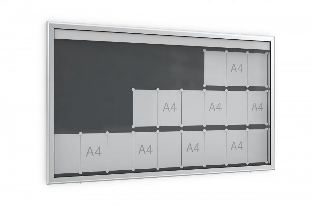 König Werbeanlagen Rahmen Top-Qualität in neuer Form: Softline-Schaukasten für außen ES 27 - 27 x DIN A4 - Einseitig - 70 mm Bautiefe - Vitrine
