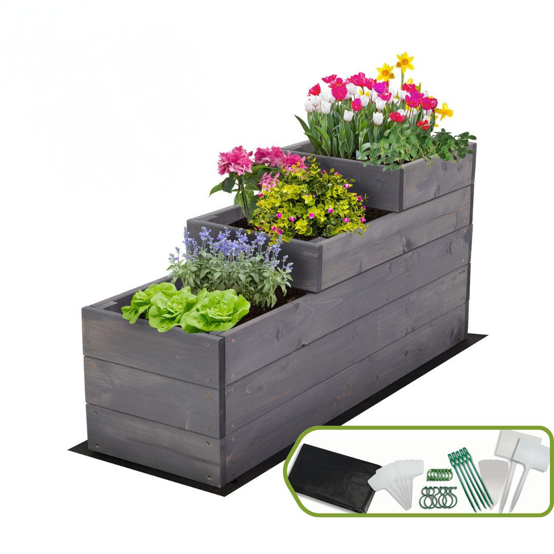 Modo24 Hochbeet ZP07 Kräuterbeet, Gartenbeet, Pflanzkasten, Blumenbeet, Gemüsegarten, für Garten und Terrasse, Kiefernholz Massivholz, Höhe 36 cm, 3 Farben