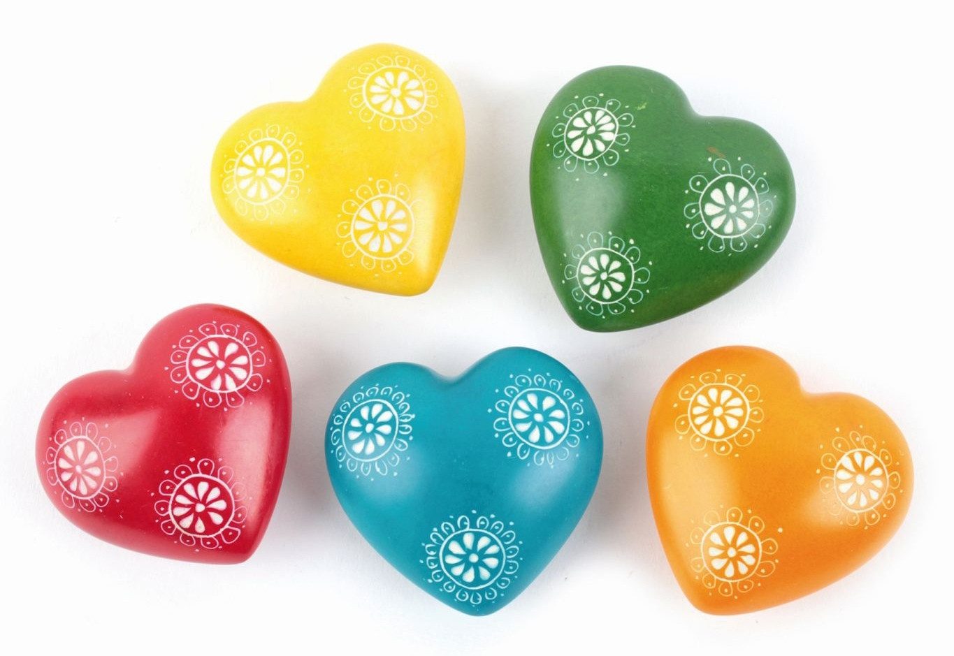 El Puente Dekoobjekt Herz aus Kisii-Speckstein "Blume", Handmade, Fair Trade