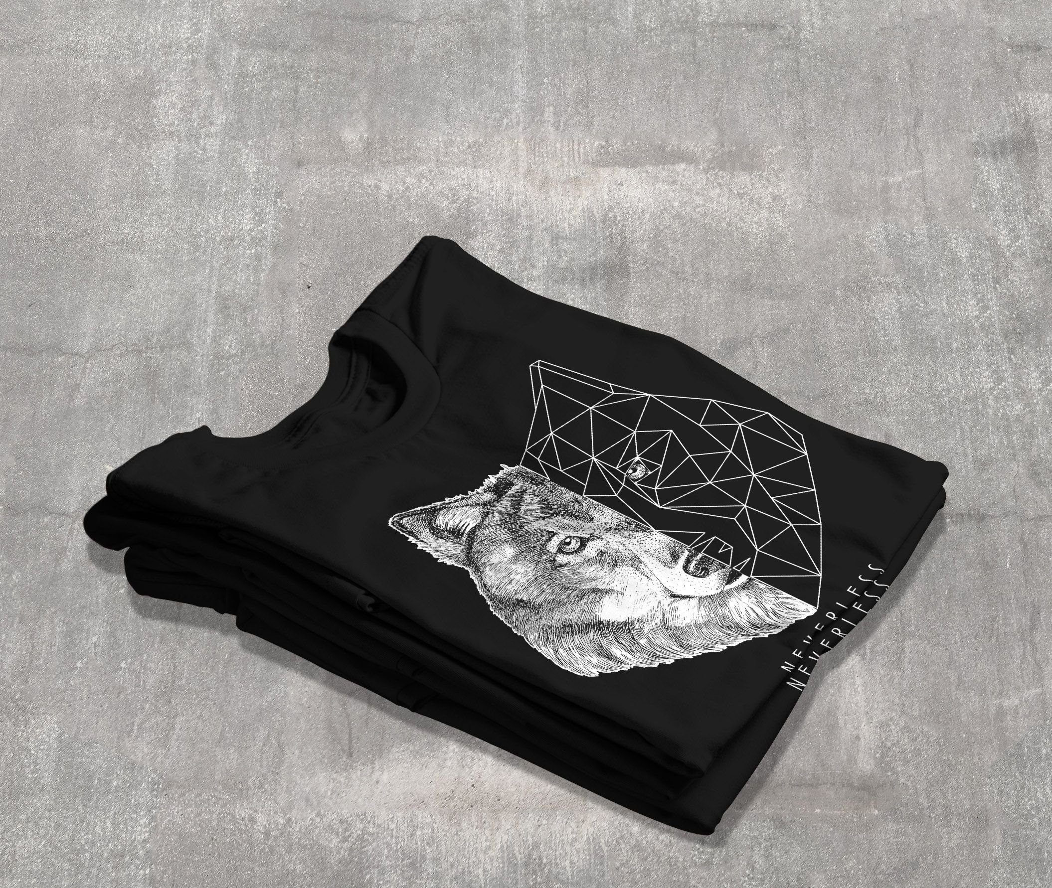 Neverless Print-Shirt Herren T-Shirt Wolf Polygon Kunst Grafik Tiermotiv Printshirt Fashion mit Print