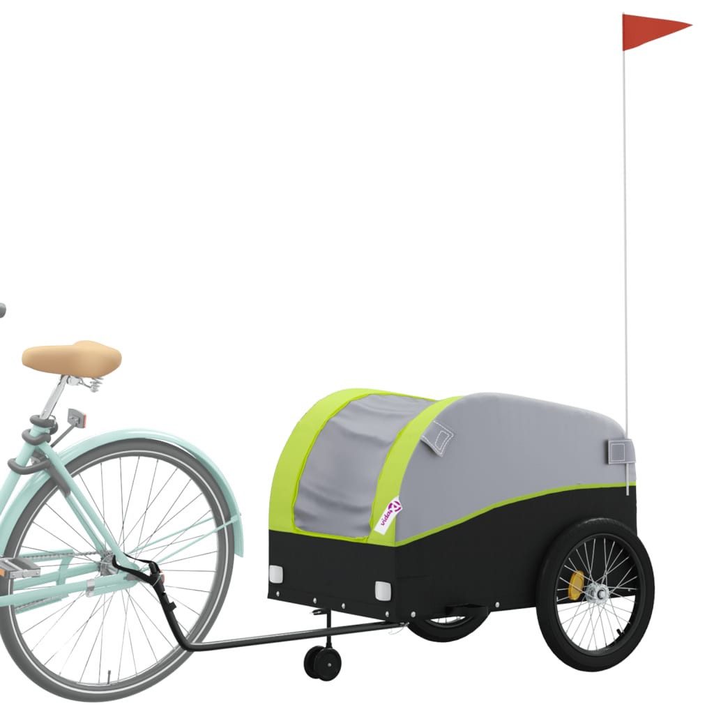 vidaXL Fahrradlastenanhänger Fahrradanhänger Schwarz und Grün 45 kg Eisen