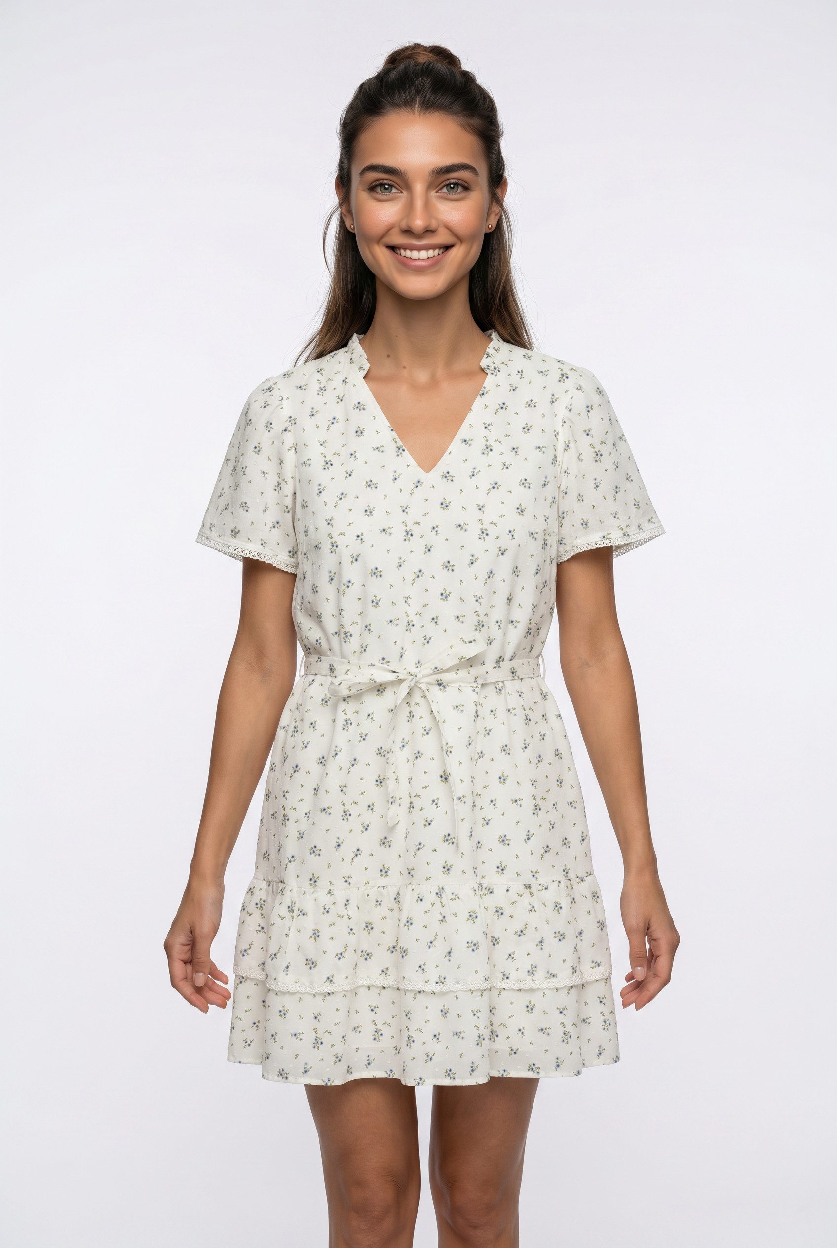 Vero Moda Minikleid VMTRINE SS SHORT LACE DRESS WVN NOOS Baumwolle