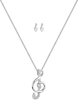 Elli Schmuckset Notenschlüssel Zirkonia 925 Sterling Silber, Notenschlüssel