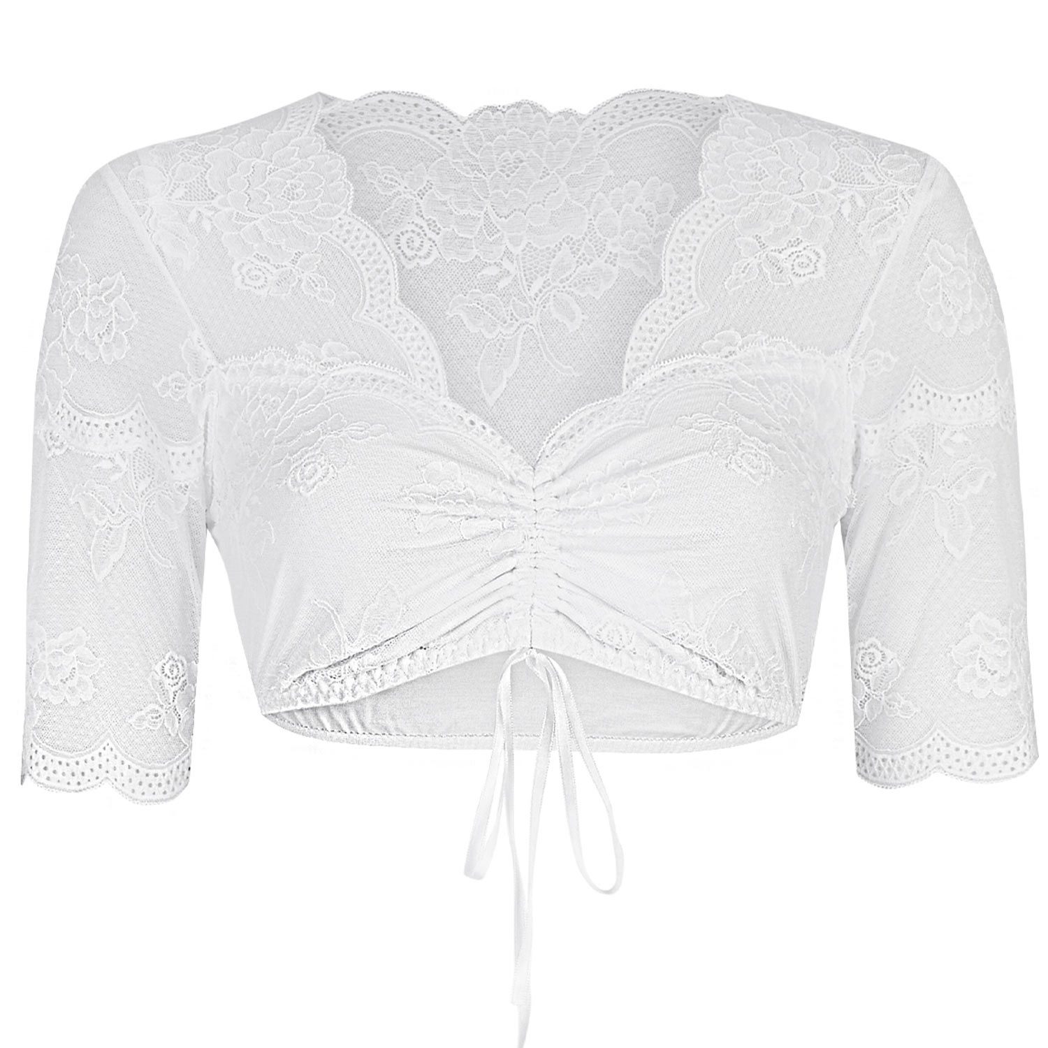 Nina Von C. Dirndlbluse 'Liosa' mit V-Ausschnitt Spitze 16464718, Weiß günstig online kaufen