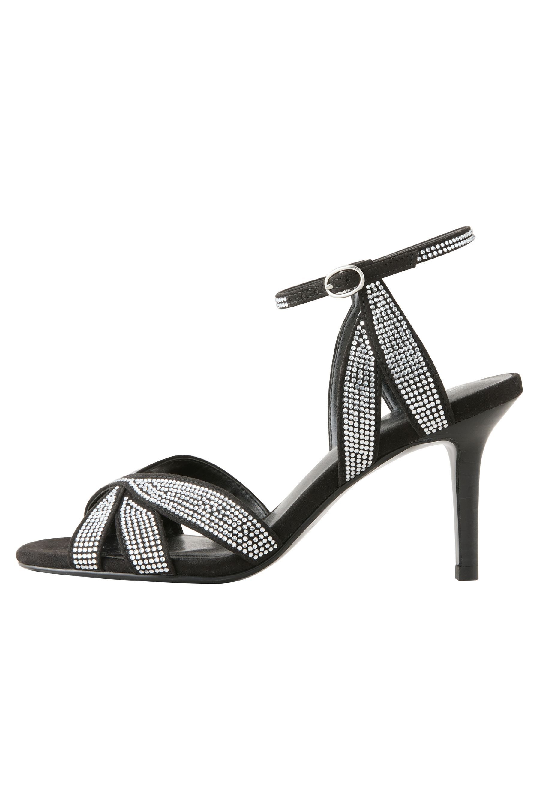 Next Forever Comfort® Leder-Sandaletten, Gitteroptik High-Heel-Sandalette ( günstig online kaufen