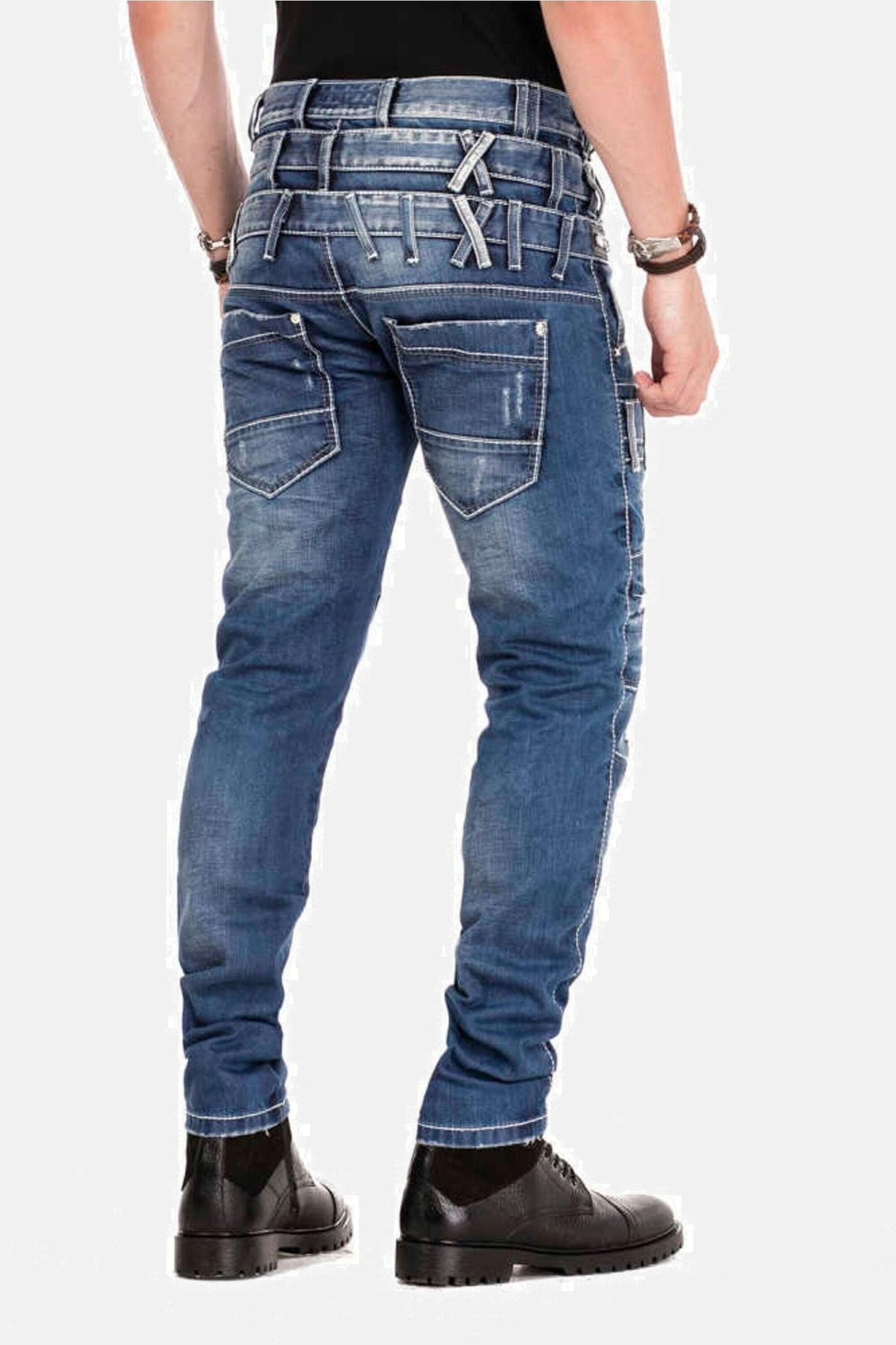Cipo & Baxx Röhrenjeans Jeans mit Dreifachbund in Straight Fit, CD-466