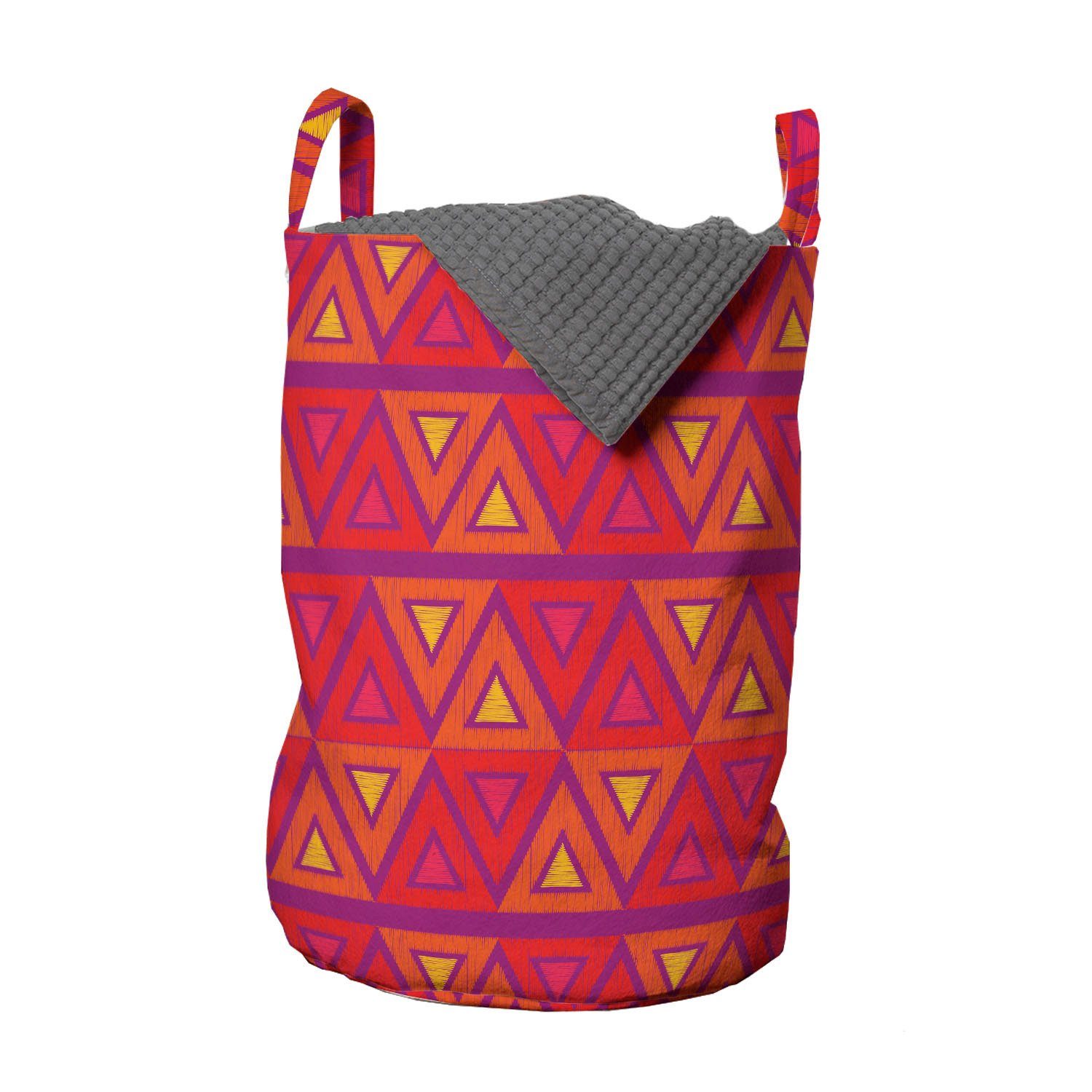 Abakuhaus Wäschesäckchen Wäschekorb mit Griffen Kordelzugverschluss für Waschsalons, Geometrisch Angular Abstrakt ethnische