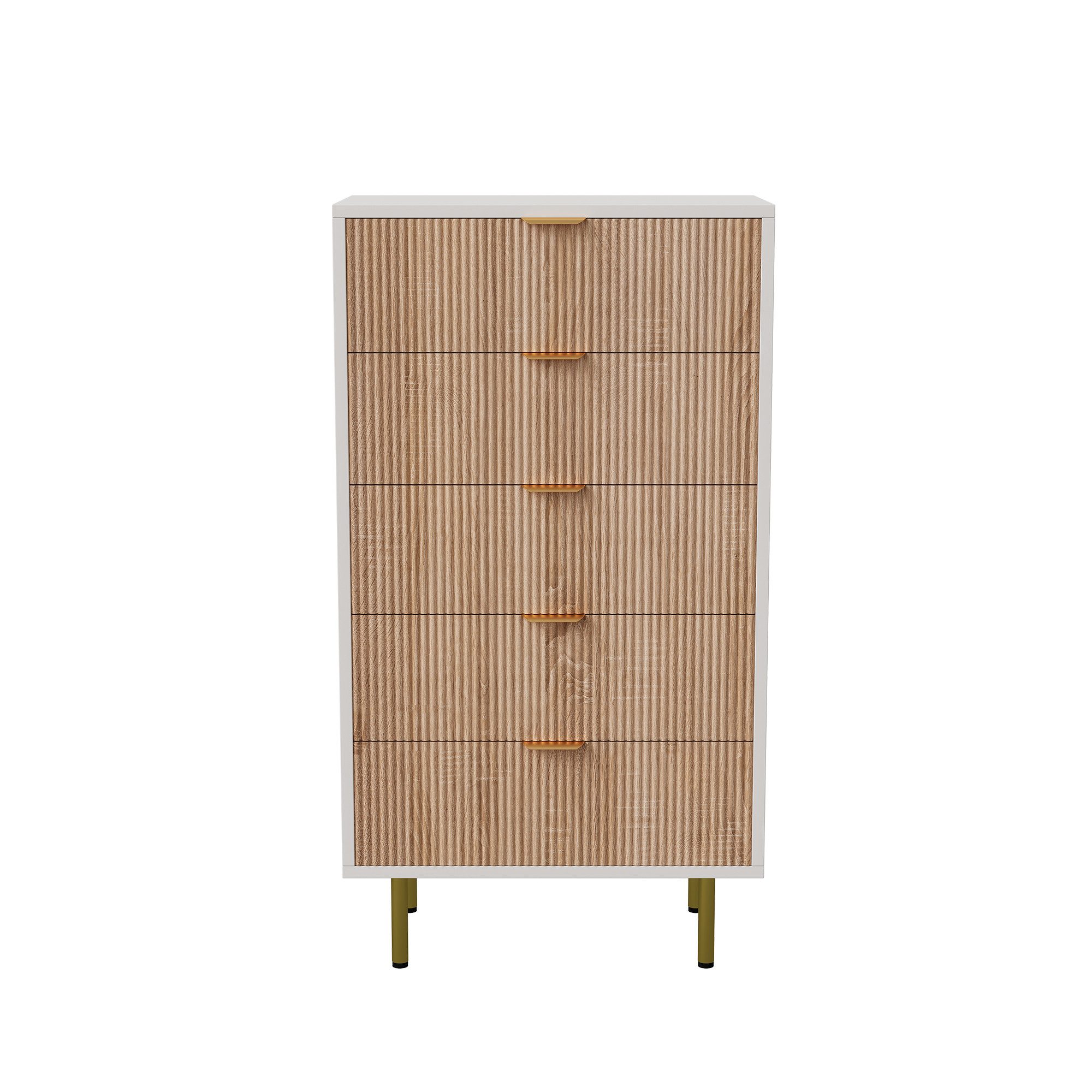 Furnishings Home Kommode Mit 5 Schubladen (1 St., Anrichte Schlafzimmer Wohnzimmer Flur Büro Organizer), 60 cm breit Schrank mit Schubladen Sideboard Weiß