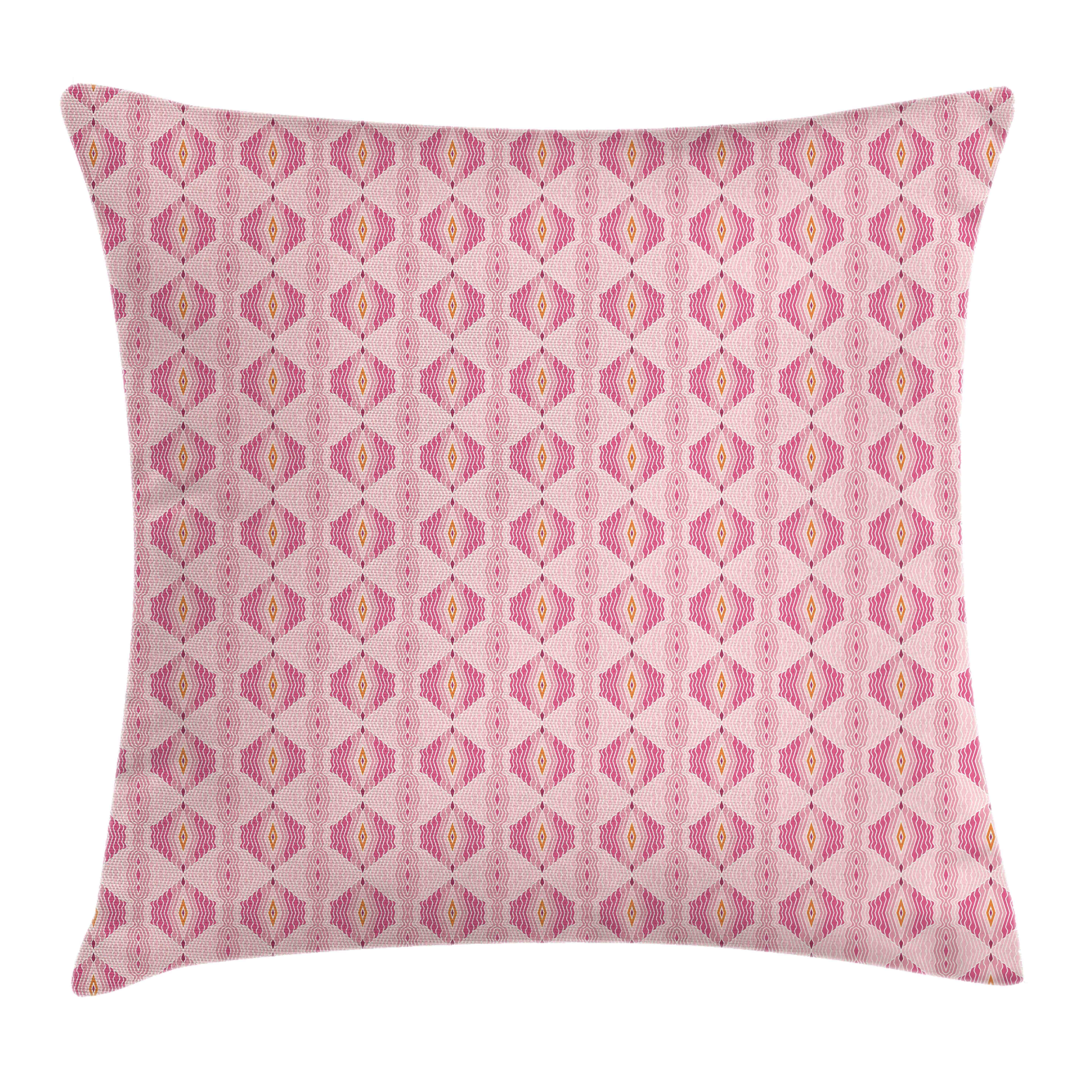 Abakuhaus Kissenbezüge Kissenhülle mit Farbfesten Klaren Farben Beidseitiger Druck, (1 Stück), Rosa Wellenförmige Rhombus mit dünnen Linien