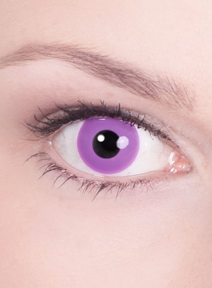 Metamorph Bandwimpern SFX Make-up Set Kompaktes und Kontaktlinsen mit Wimpern, Fingernägeln Schminkset rosa-flieder