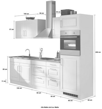 HELD MÖBEL Küchenzeile Stockholm, mit E-Geräten, Breite 270 cm, wahlweise mit Induktionskochfeld