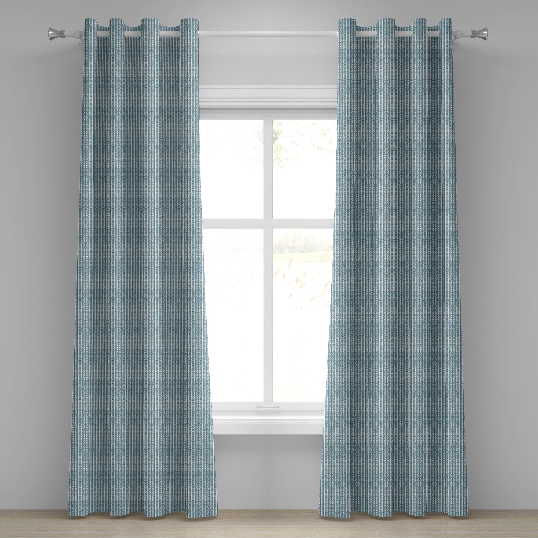 Gardine Dekorative 2-Panel-Fenstervorhänge für Schlafzimmer Wohnzimmer, Abakuhaus, Grau Blau Doodle-Streifen-Muster
