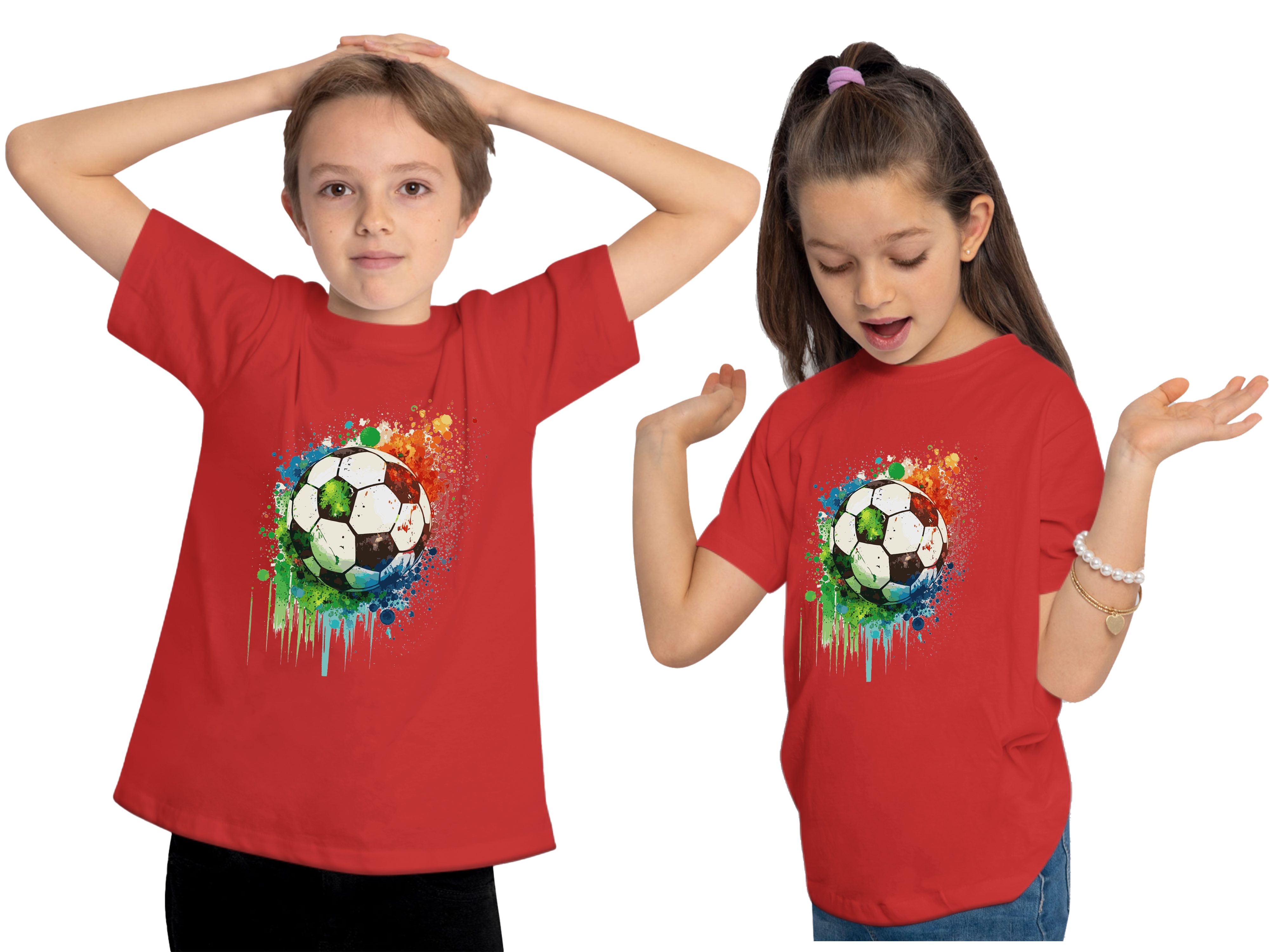 MyDesign24 T-Shirt Kinder Fussball Print Shirt Bedrucktes Fussball T-Shirt i475