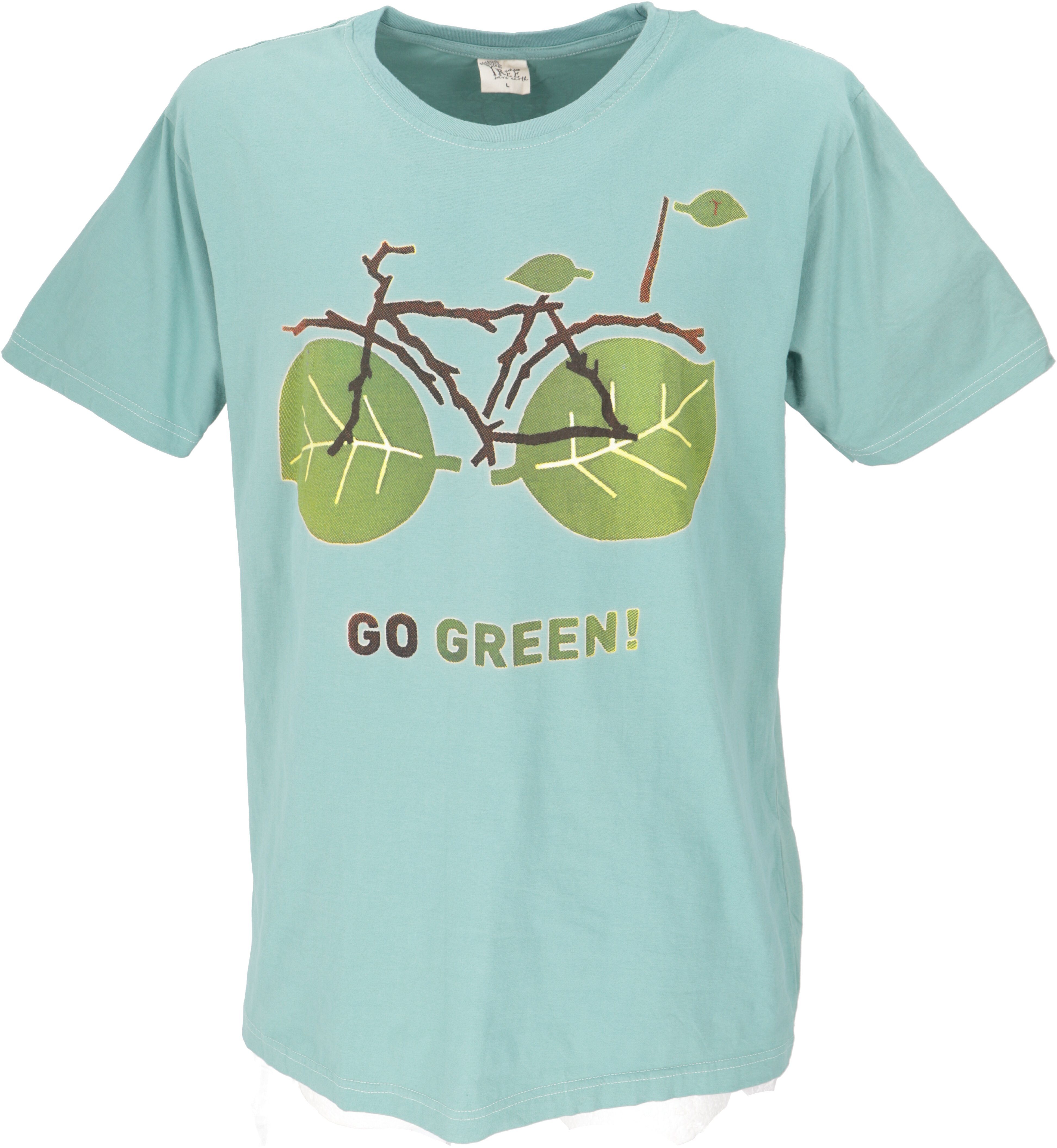 Guru-Shop T-Shirt Retro T-Shirt, Tree save earth T-Shirt - Go.. Retro Go green/aqua