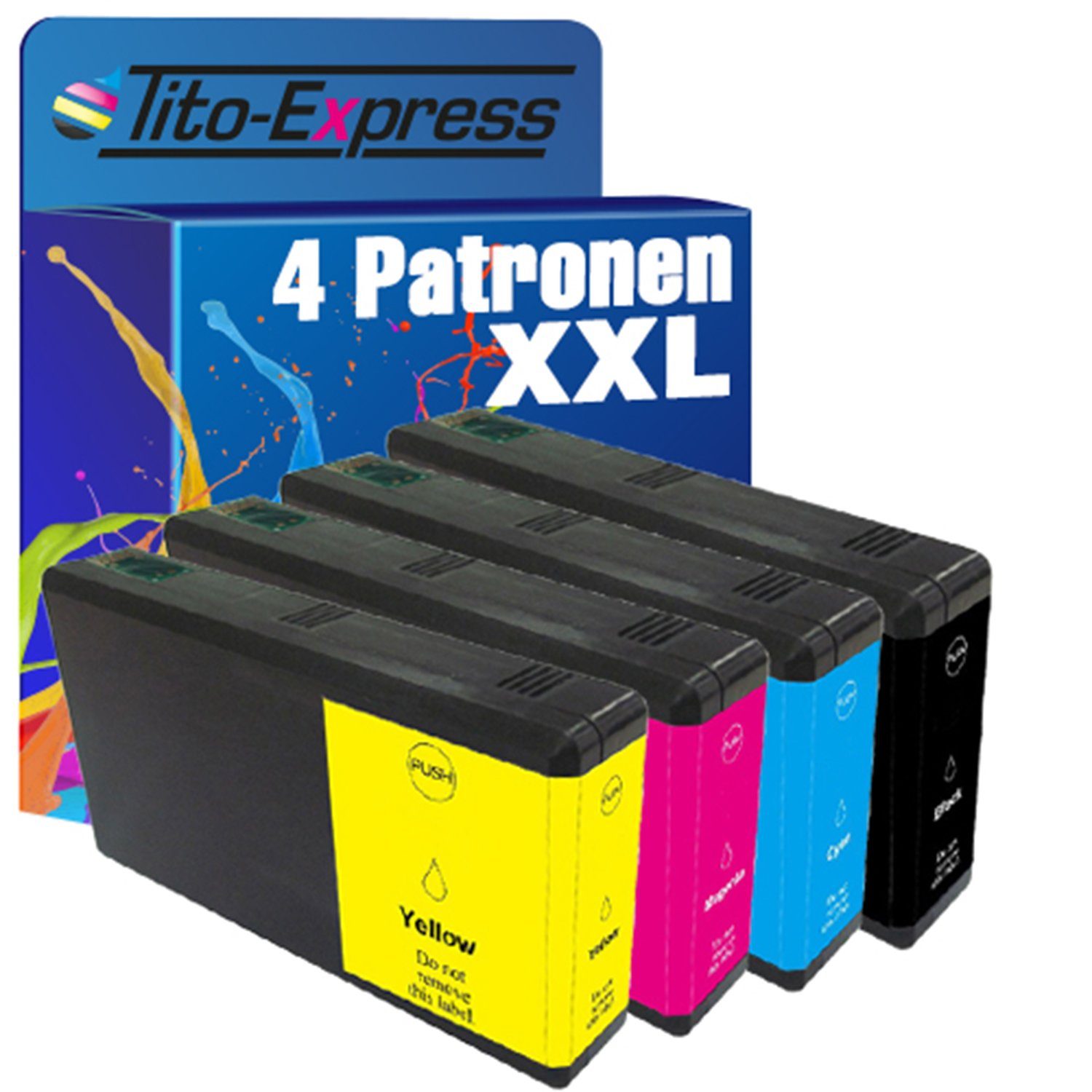 Tito-Express 4er Set ersetzt Epson TE7901 TE7902 TE7903 TE7904 Tintenpatrone (für Workforce Pro WF-4630 4640 5110 5190 DW 5620 5690 DWF C13 4010) | Tintenpatronen