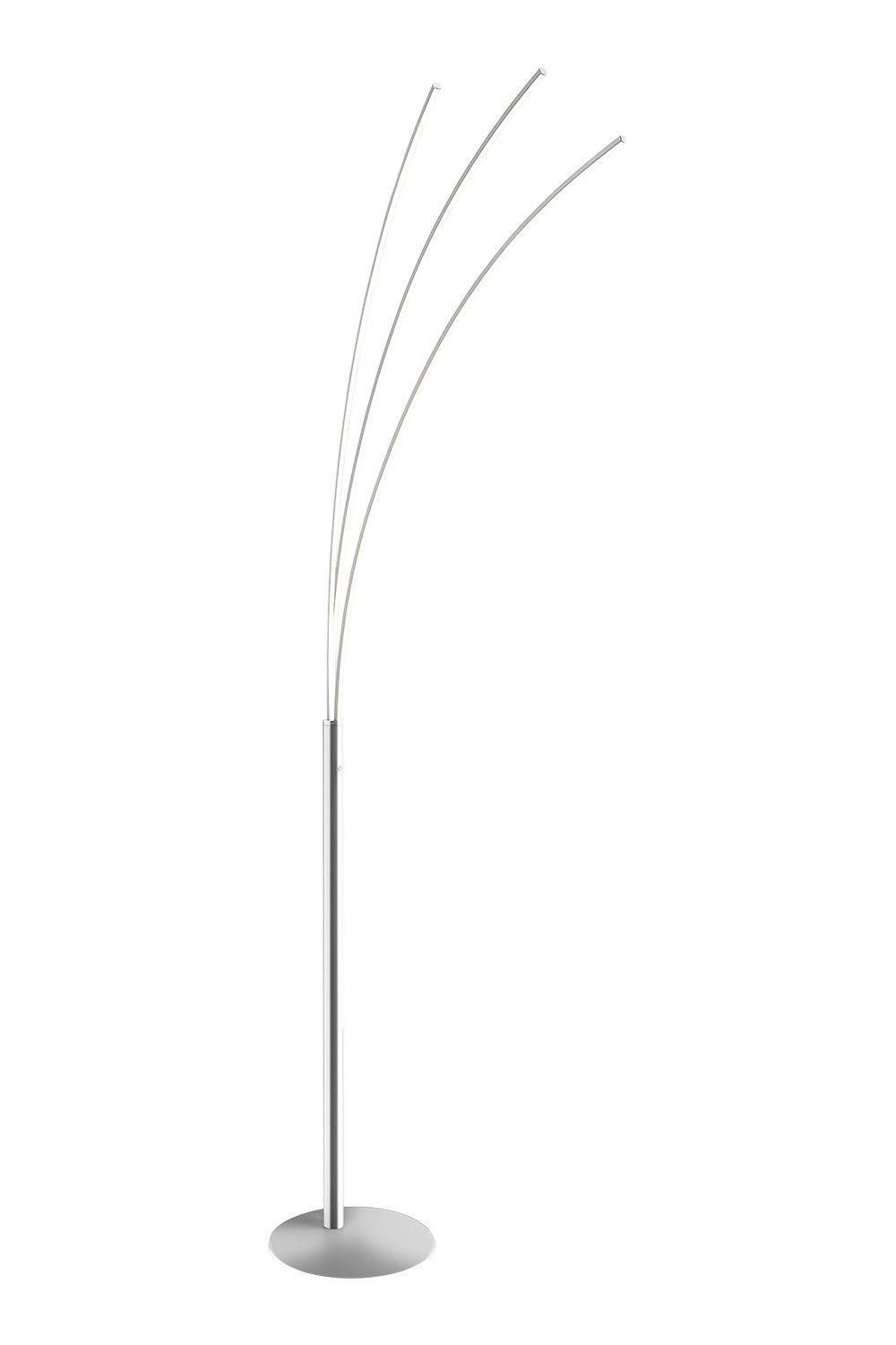 casa NOVA LED Stehlampe TRISTAR, 3-flammig, Nickelfarben, Weiß, Metall, Dimmfunktion, Memoryfunktion, LED fest integriert, Extra-Warmweiß, Lampenschirme aus Kunststoff, B 65,5 x H 188 x T 34 cm