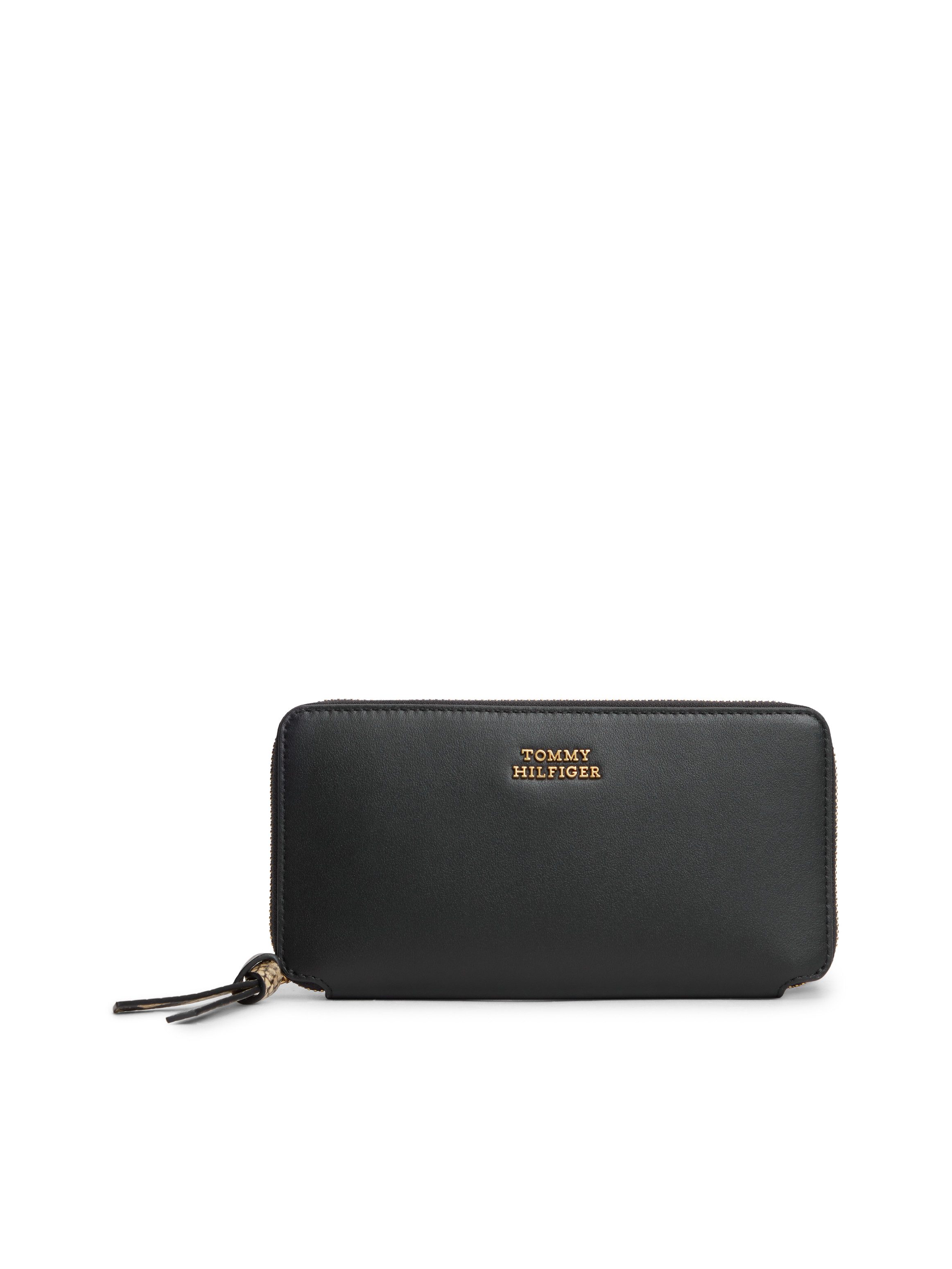 Tommy Hilfiger Geldbörse TH LEATHER LRG ZA WALLET, Damen Geldbeutel, Portemonnaie mit Detail in Reptilienoptik