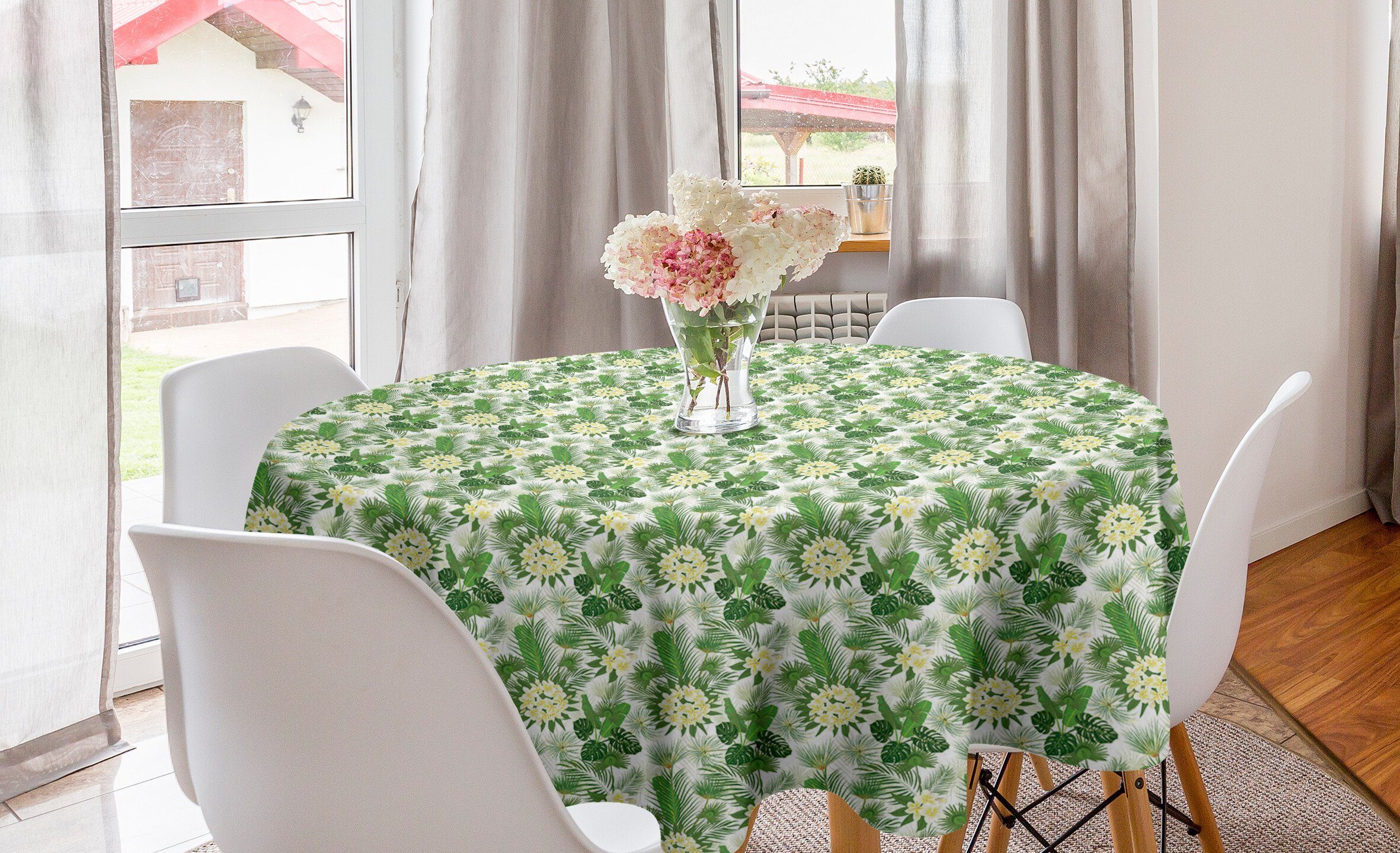 Tischdecke Esszimmer Abakuhaus Dekoration, Abdeckung Sommer Kreis im Dschungel Küche Tischdecke für Blumen