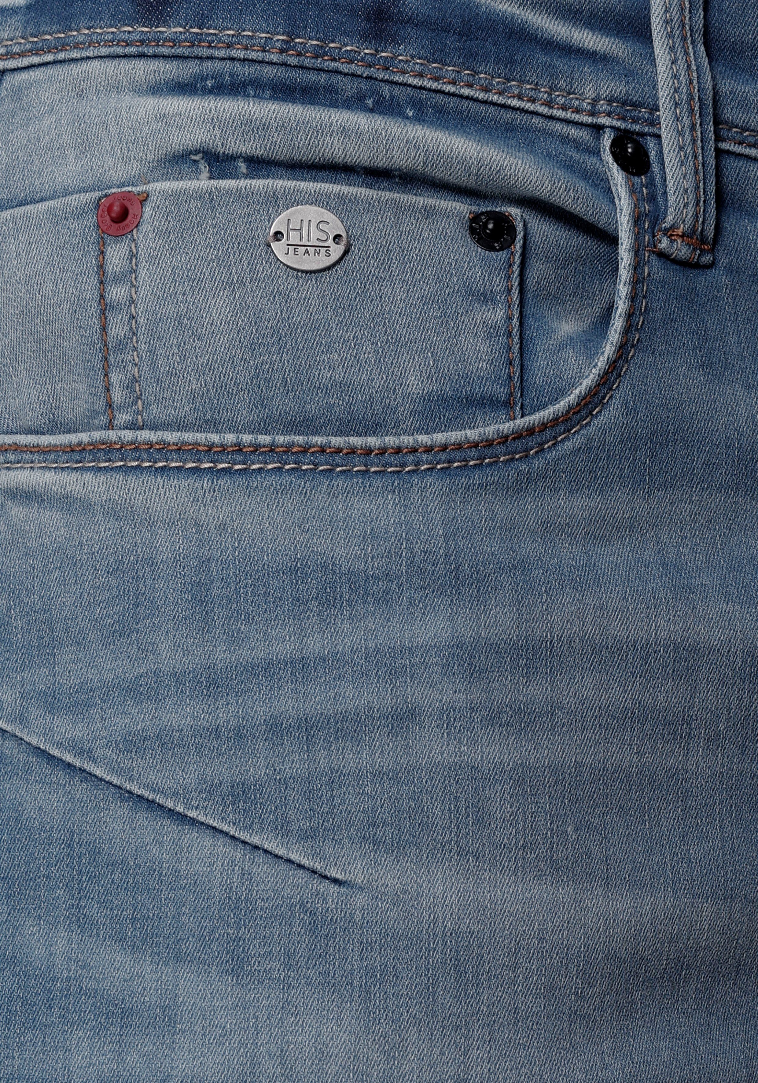 durch Wash H.I.S wassersparende ANTIN Comfort-fit-Jeans Ökologische, blue-used Ozon Produktion