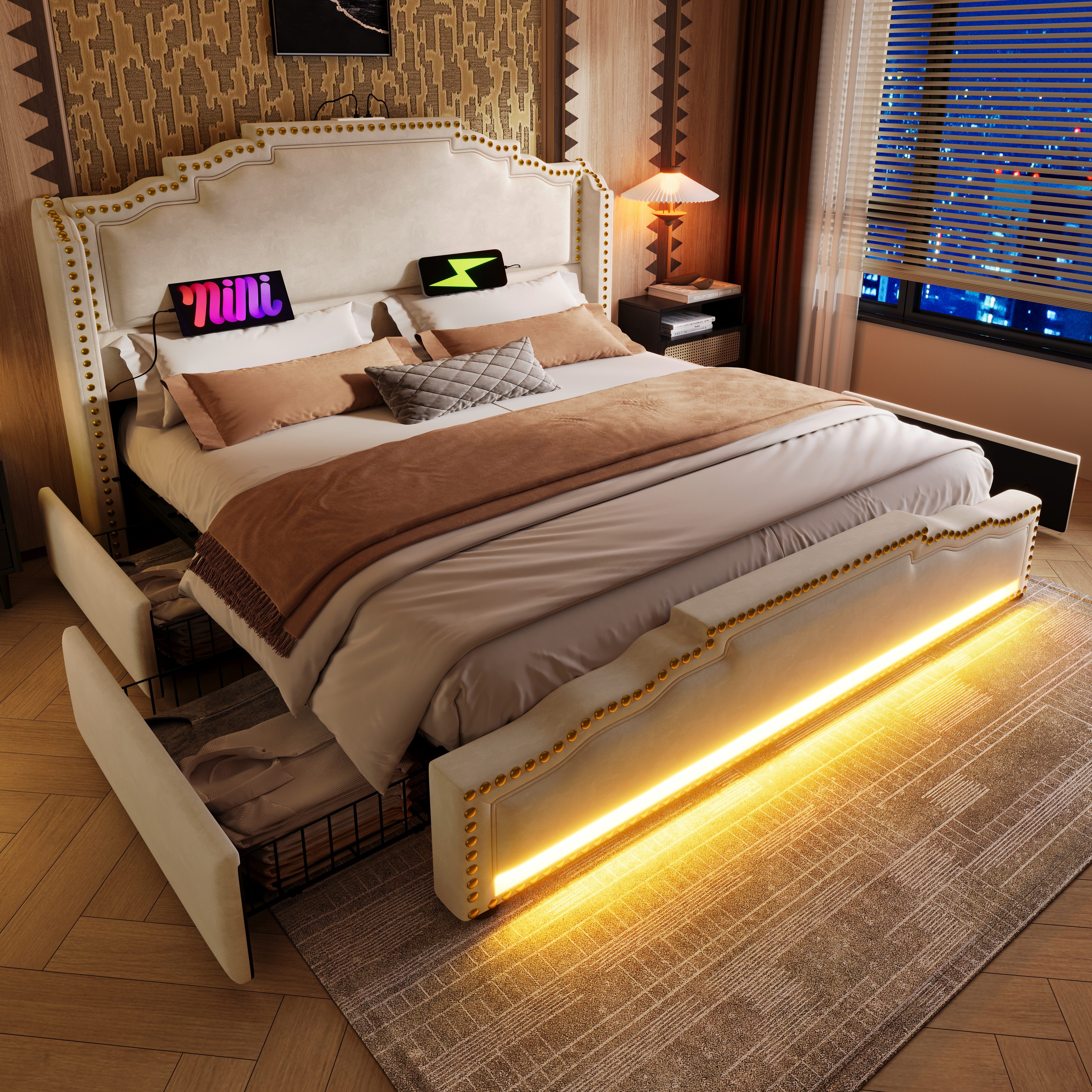 REDOM Polsterbett Vintage Bett mit handgefertigte günstig online kaufen