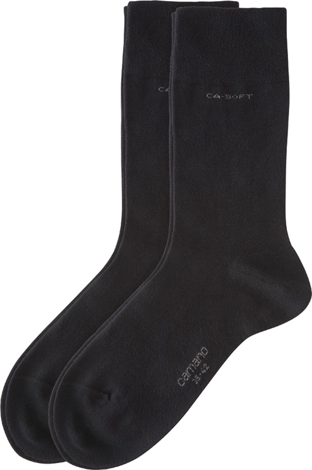 Camano Unisex-Socken 2 schwarz Socken Paar mit Uni Softbund