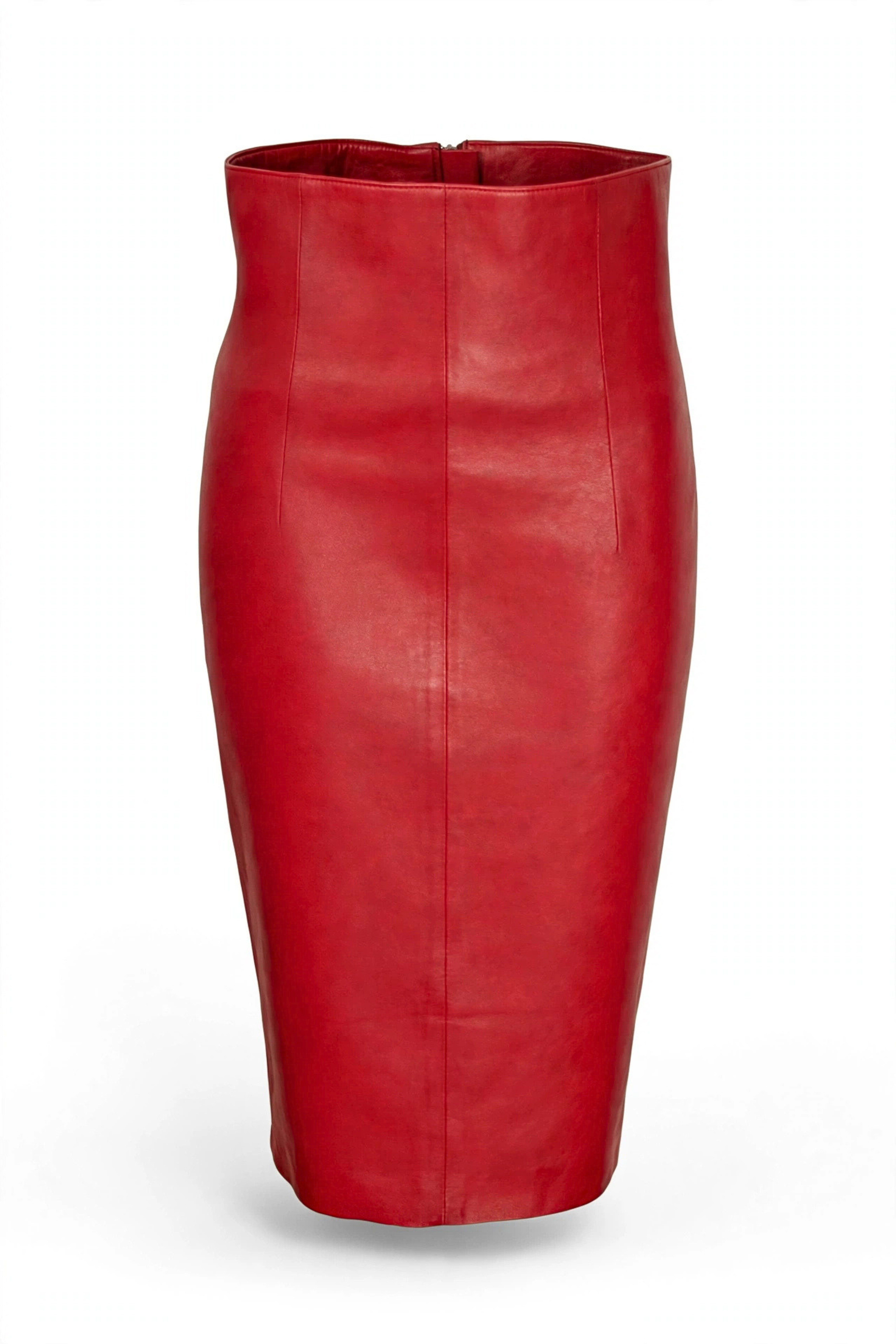 Be Noble Lederrock Madrid rot Eleganter knielanger Lederrock mit hoher Taille in dunkelrot