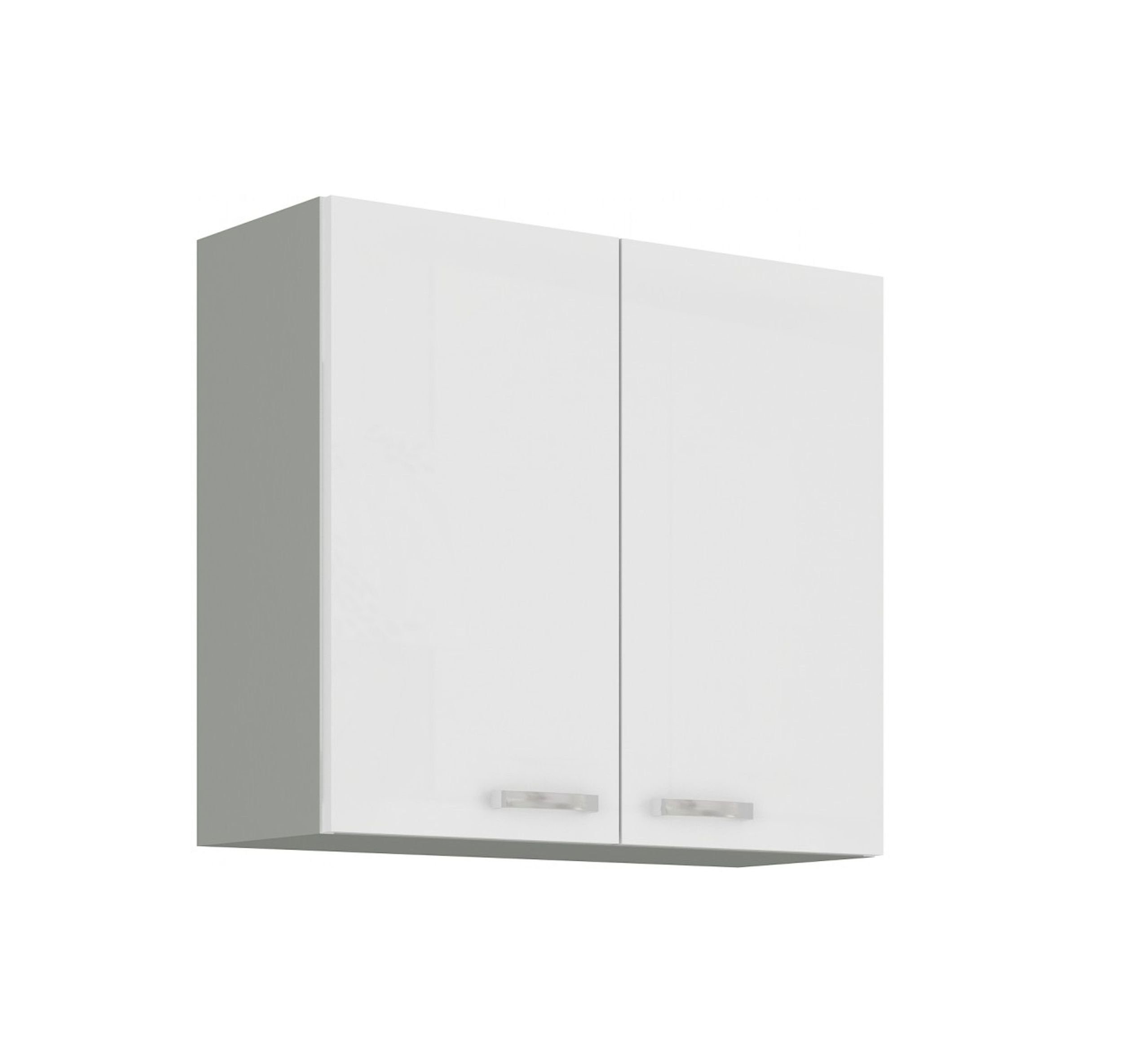 Küchen-Preisbombe Hängeschrank 80 cm Küche Bianca Weiß Hochglanz + Grau Küc günstig online kaufen