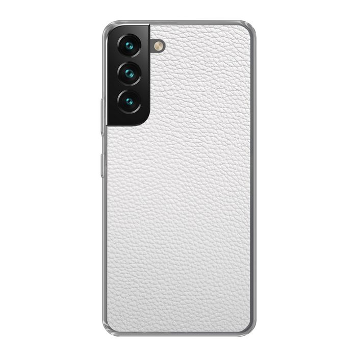 MuchoWow Handyhülle Leder - Strukturiert - Leder-Optik - Weiß Phone Case Handyhülle Samsung Galaxy S22+ Silikon Schutzhülle