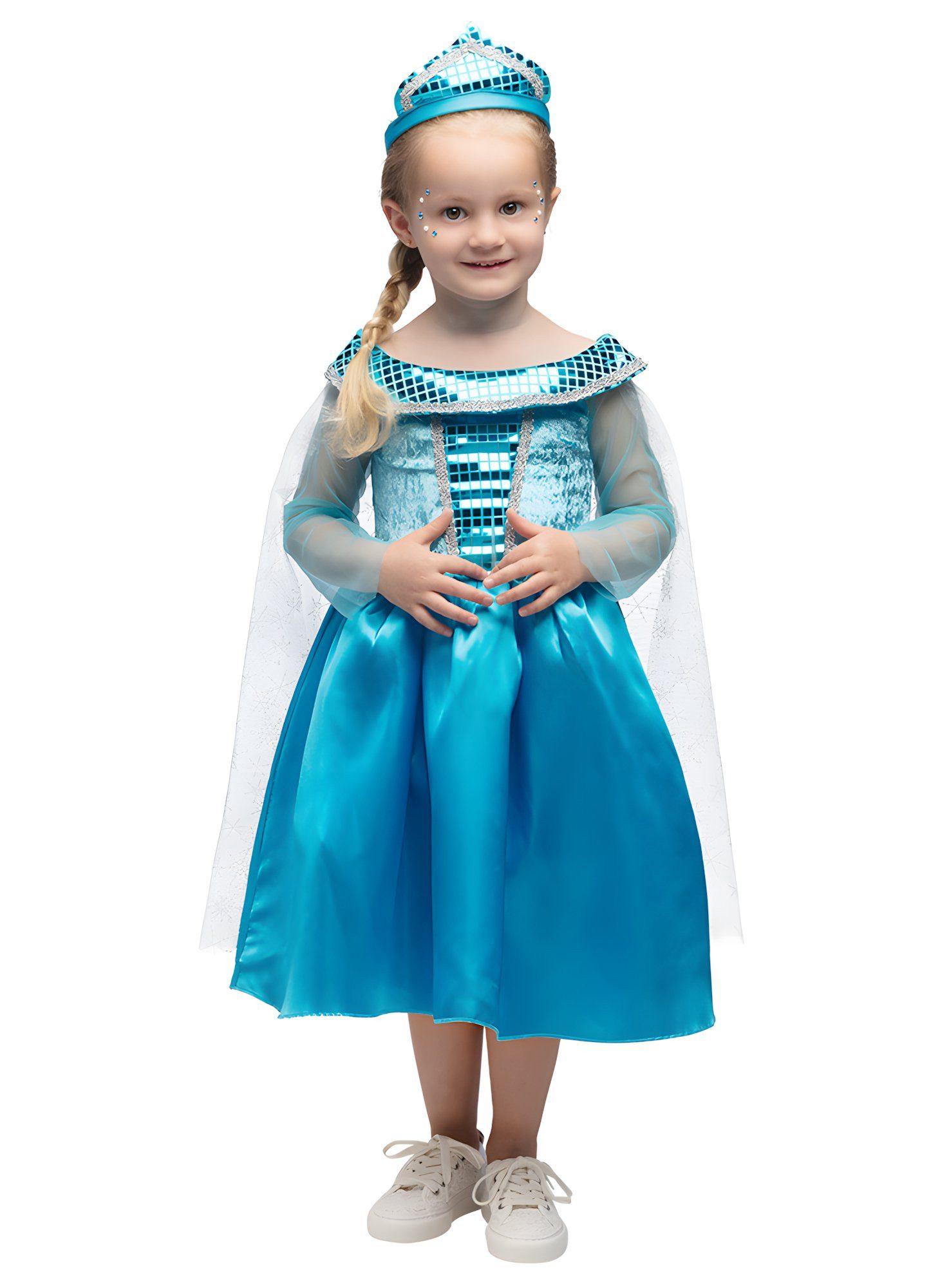 Boland Prinzessin-Kostüm Winterprinzessin Kinderkostüm, Glänzendes, hellblaues Kleid im Frozen-Look