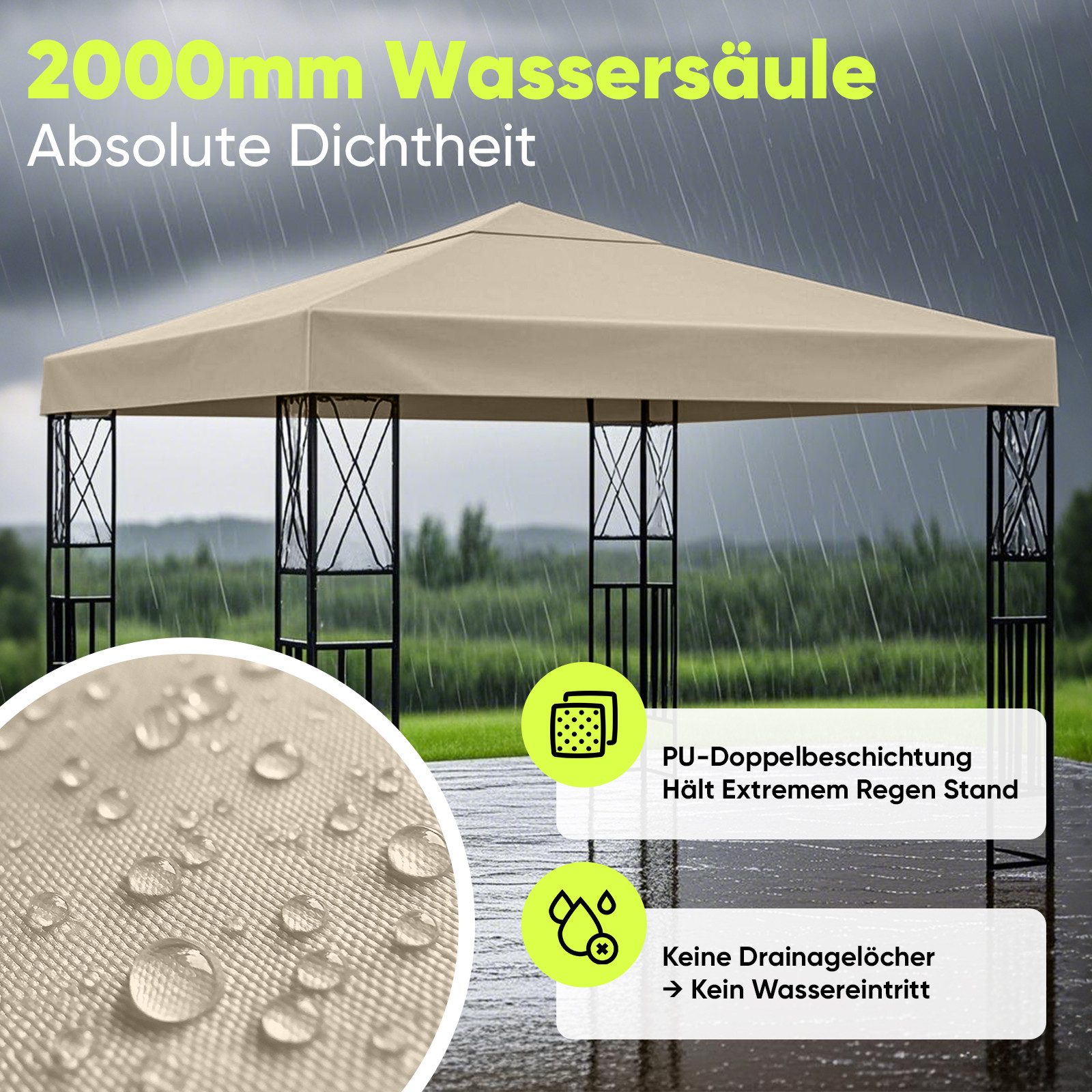 Sekey Pavillon-Ersatzdach pavillondach 3x3 ersatzdach wasserdicht, 1000D Po günstig online kaufen