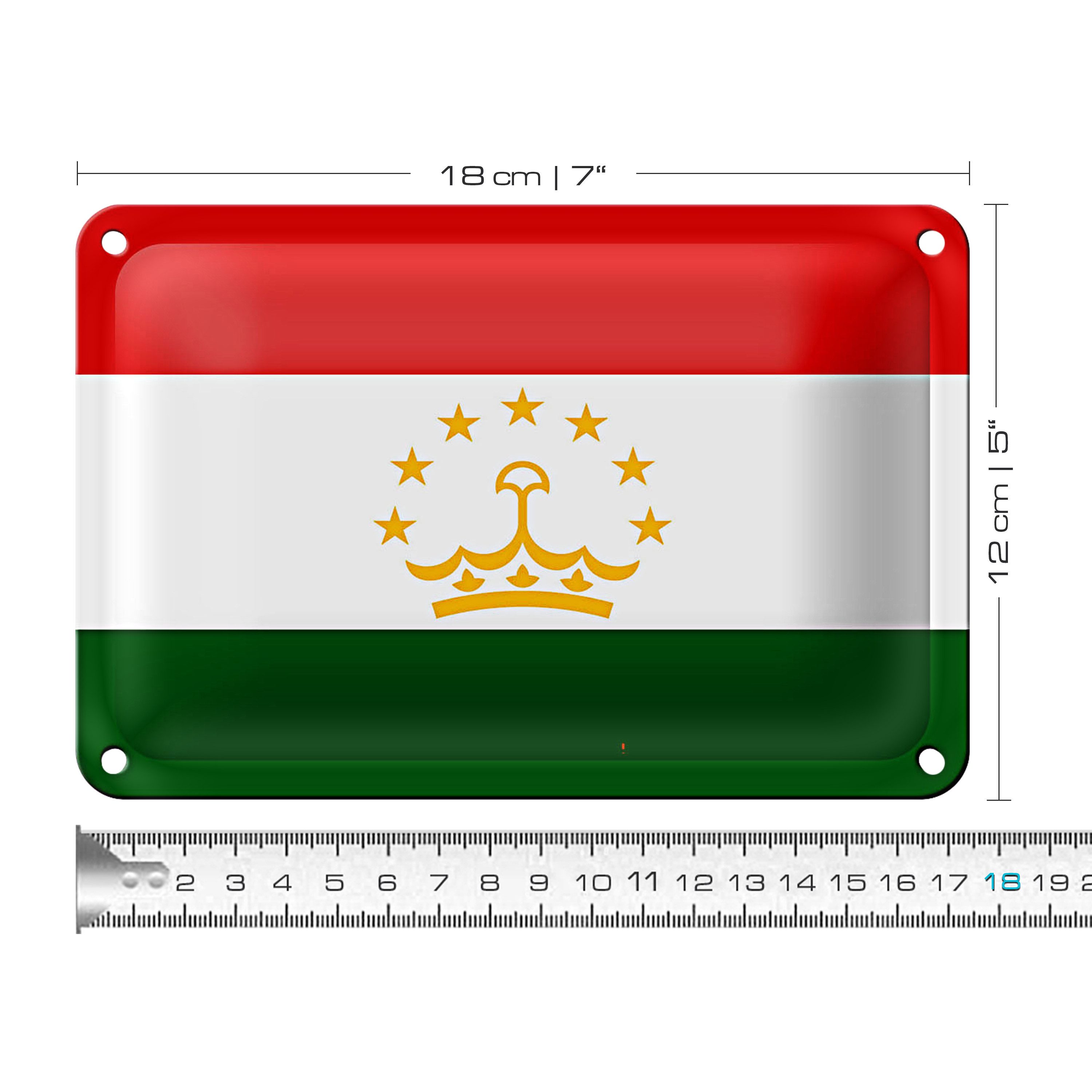 Roomando Metallschild Flagge Tadschikistan 18x12cm Flag of Tajikistan
