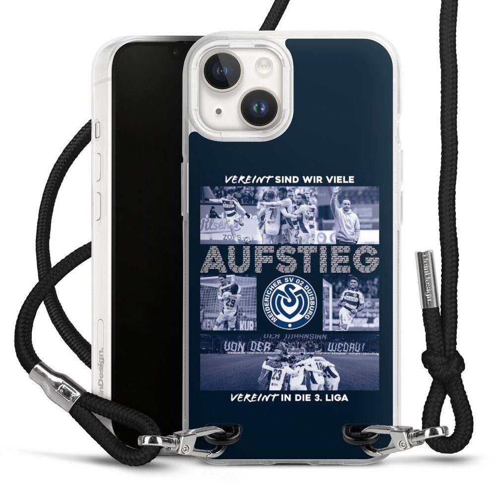 DeinDesign Handyhülle MSV Duisburg Aufstieg Offizielles Lizenzprodukt, Apple iPhone 14 Handykette Hülle mit Band Case zum Umhängen