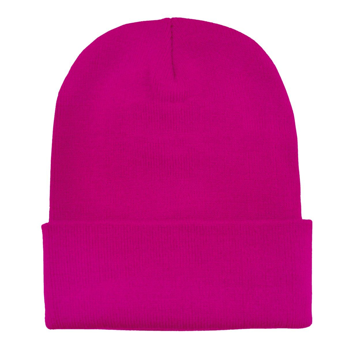 DonDon Beanie Wintermütze, Design, klassisches Mütze 1-St) magenta Beanie (Packung, Krempe mit