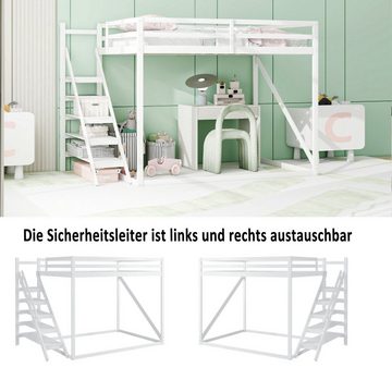 Flieks Hochbett Kinderbett Etagenbett 140x200cm mit Leiter und oberem Lattenrost