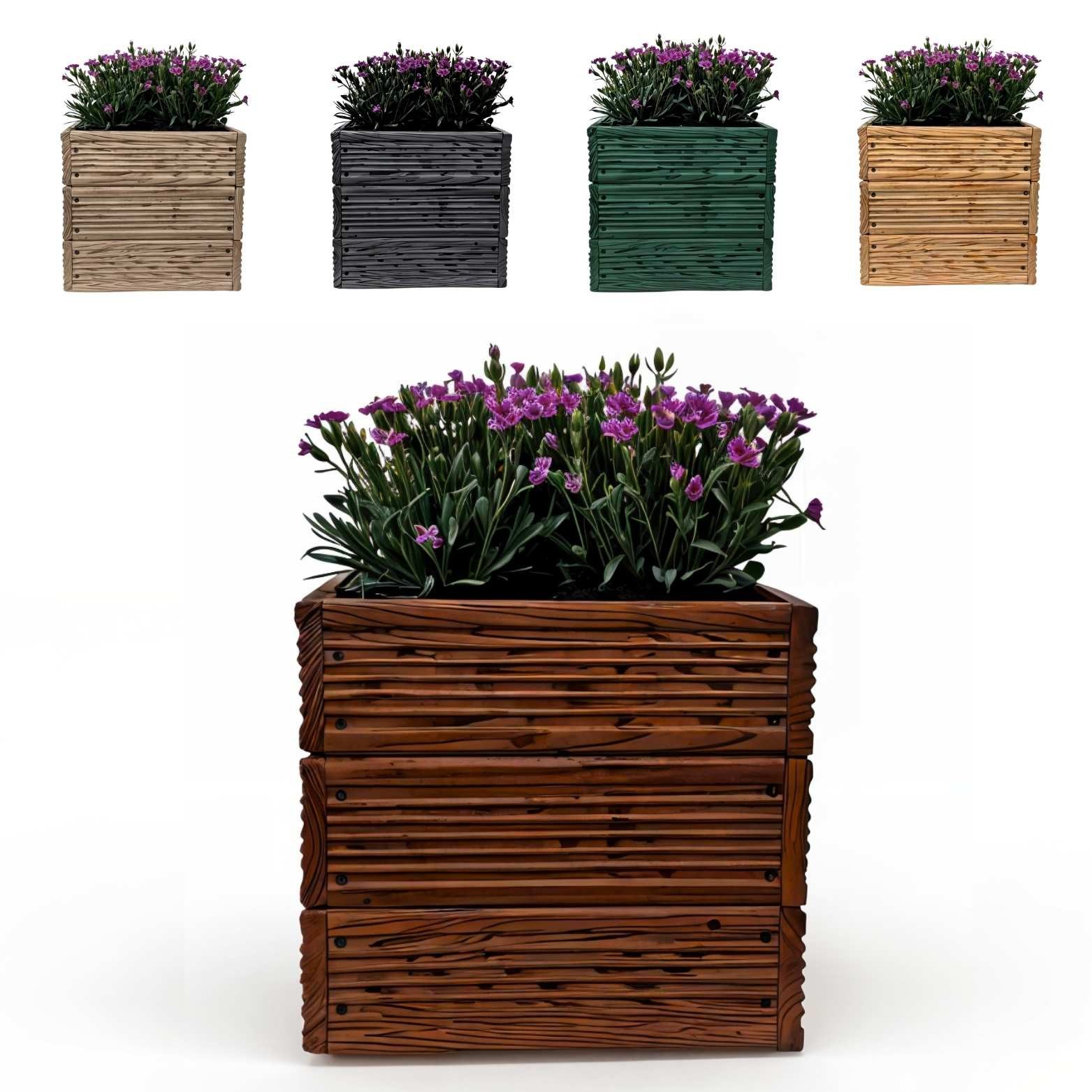 Floranica Übertopf Eckige Blumentopf Pflanzentopf Blumenkasten Kräutertopf (ohne Roller, 1 St., Braun), für drinnen und draußen - für Garten, Balkon, Terrasse und Wohnräume