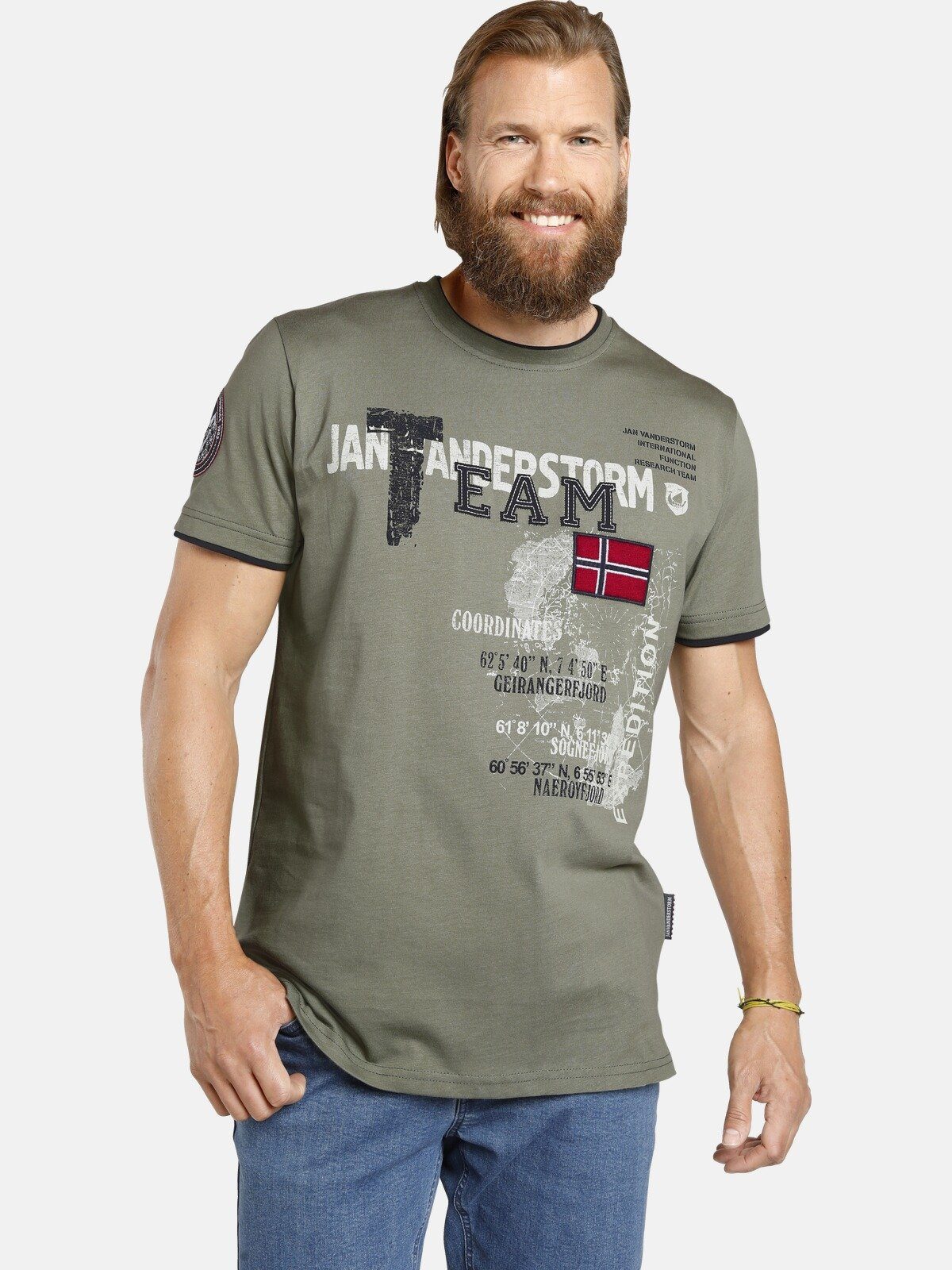 Jan Vanderstorm T-Shirt SÖLVE aus robustem Baumwolljersey