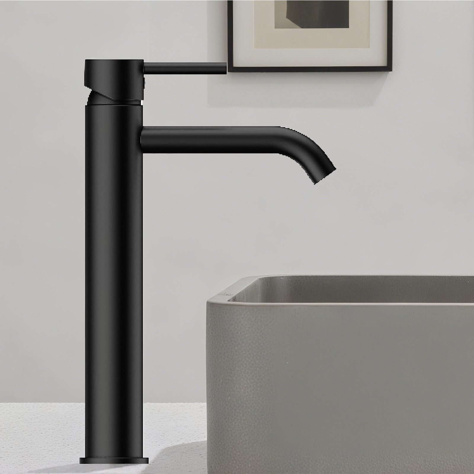 AICA Waschtischarmatur Wasserhahn Bad, Hoch Waschtischarmatur in Spotresist günstig online kaufen