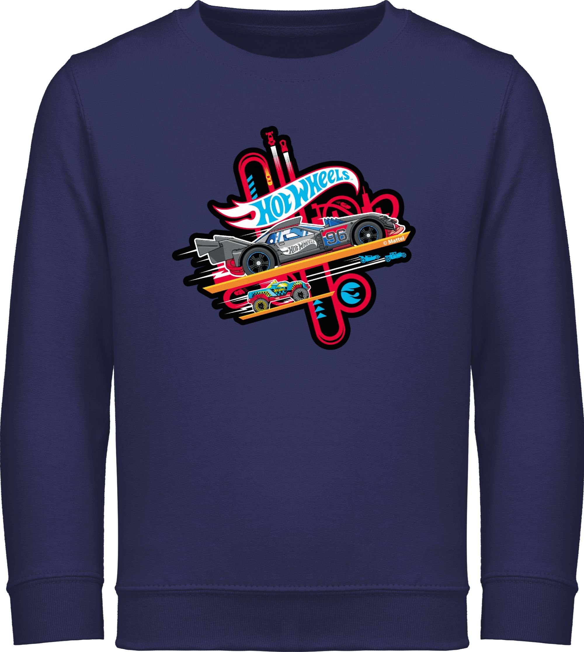 Mädchen 1 Hot Sweatshirt Rennautos Wheels Navy Shirtracer Blau