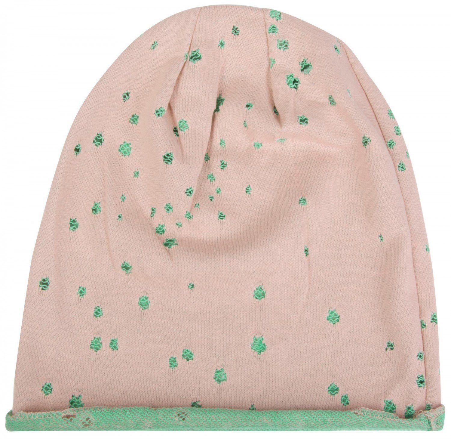 & Löcher Beanie Rollrand (1-St) styleBREAKER Apricot-Mint mit Beanie