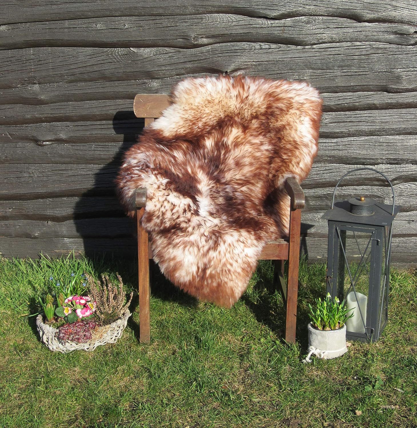 Felltrade Fellteppich Natur Schaffell geflammt, 110-150 cm, ökologisch gegerbt, kuschelig weich und pflegeleicht, in verschiedenen Größen erhältlich