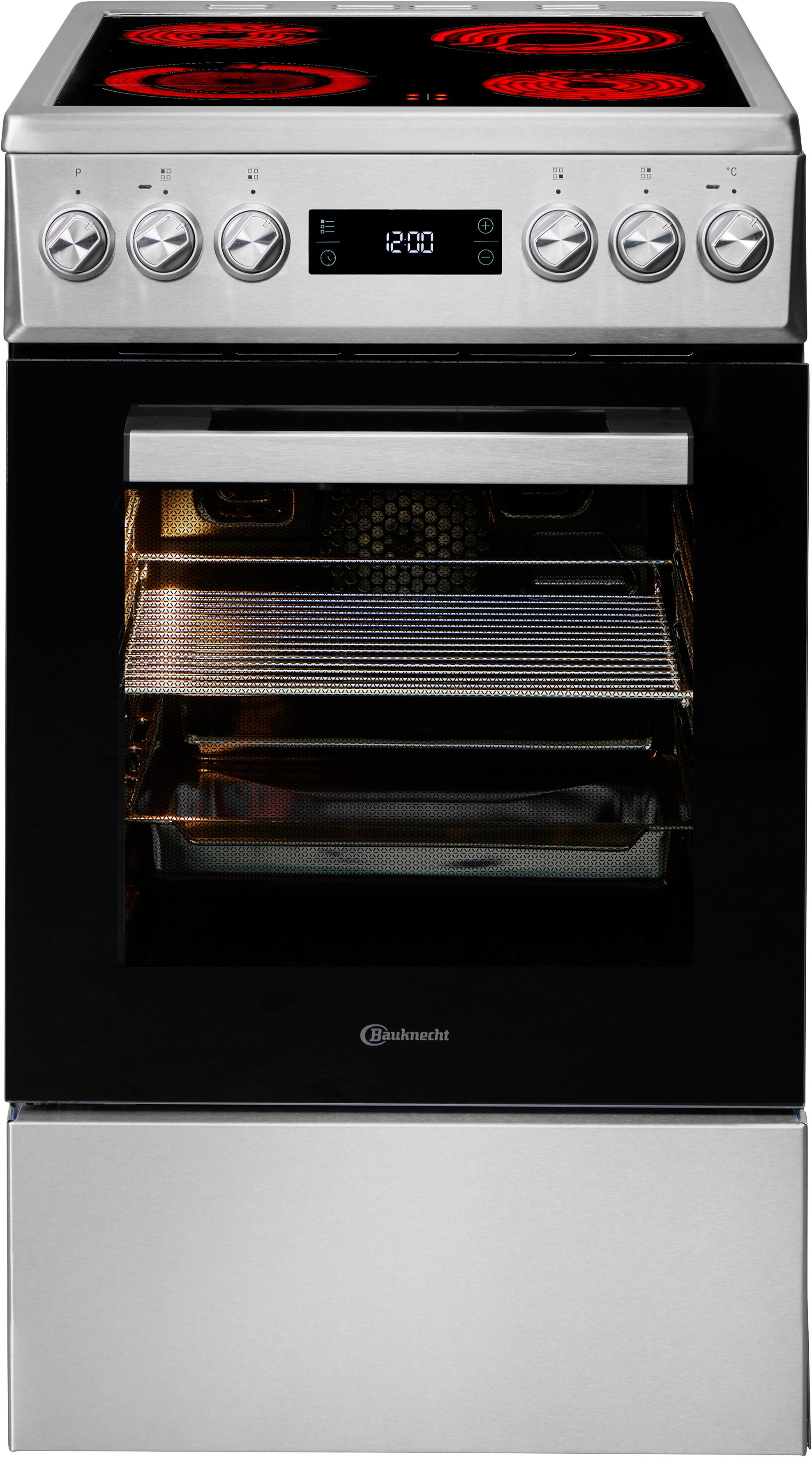 BAUKNECHT Elektro-Standherd B5V8LMX, Hydrolyse, Heißluftbackofen mit 8 Funktionen und Hydrolyse-Reinigungsfunktion