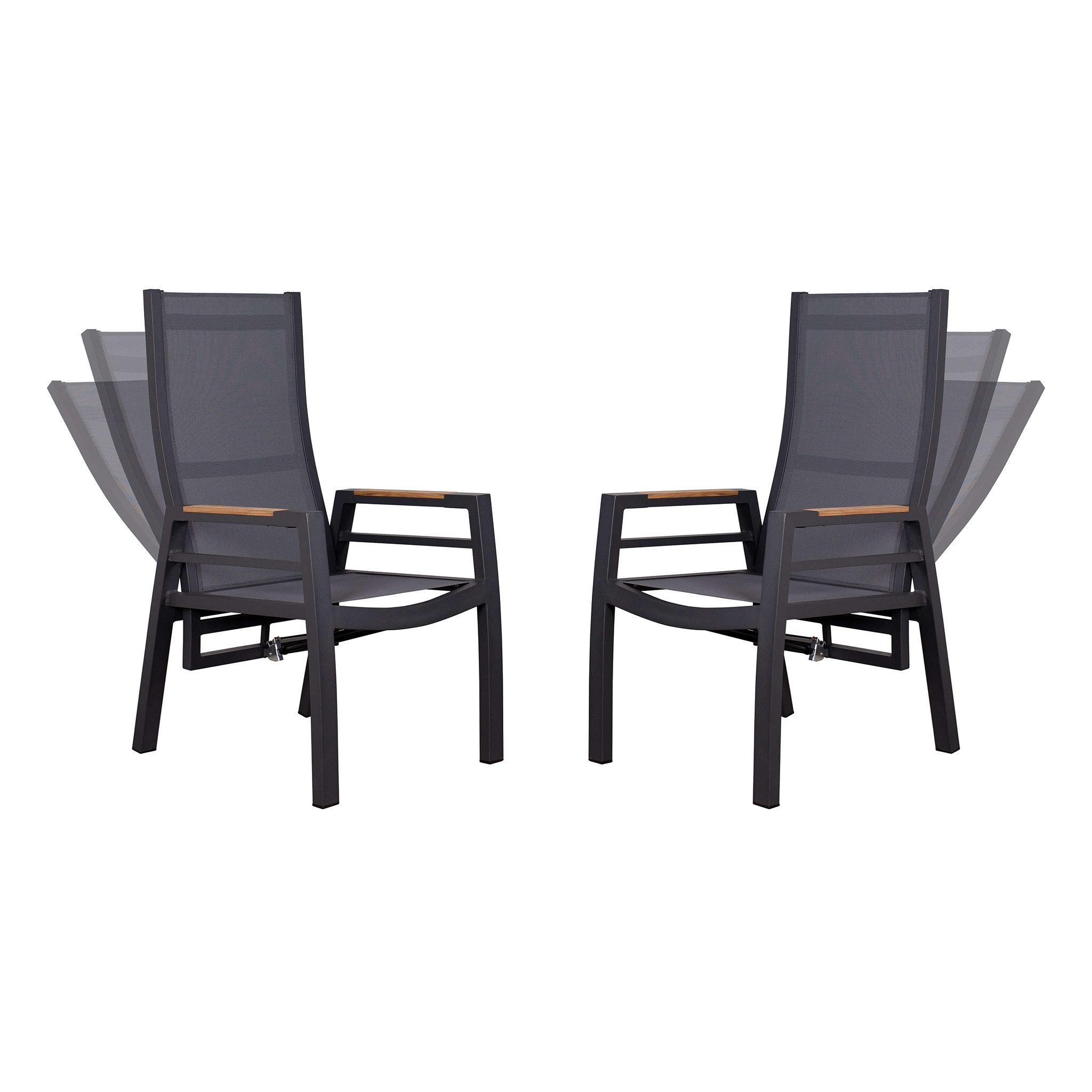 bene living Relaxsessel Relaxsessel Sevilla - uni anthrazit - mit Gasdruckfeder (2-St., 2er Set Relaxsessel Sevilla), stufenlos verstellbar - inkl. Kissen - stabiler Alurahmen