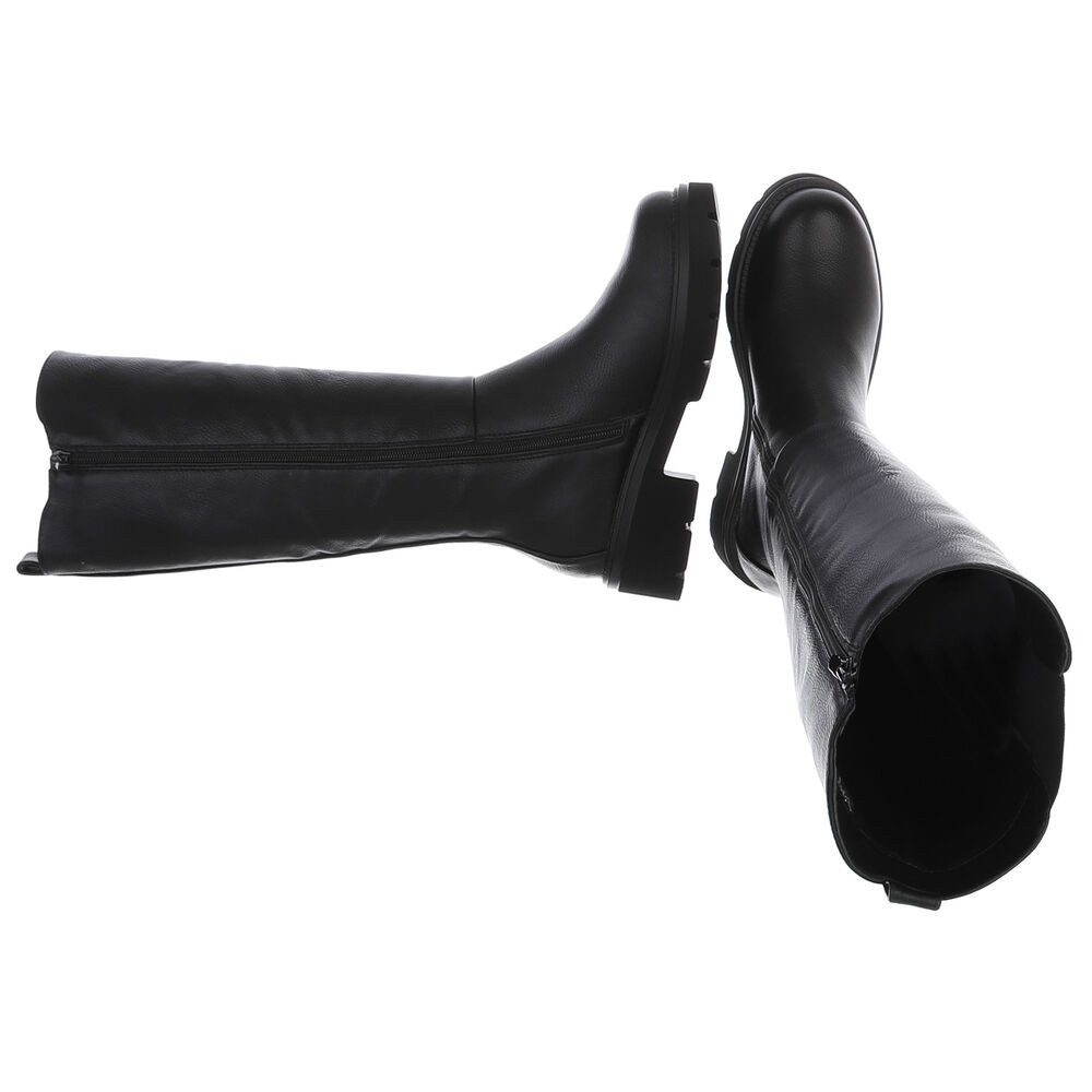 Ital-Design Elegante Damenstiefel mit bequemem Design für Alltag Plateaustiefel (91154478) Blockabsatz Stiefel in Schwarz