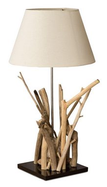 Levandeo® Nachttischlampe, Tischlampe aus Holz Treibholz 35x35x65cm Lampe Holzlampe