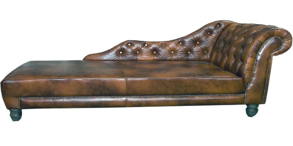 JVmoebel Chaiselongue Chesterfield Chaiselongue Luton aus Leder und Textil mit Relaxfunktion, Made in Europa