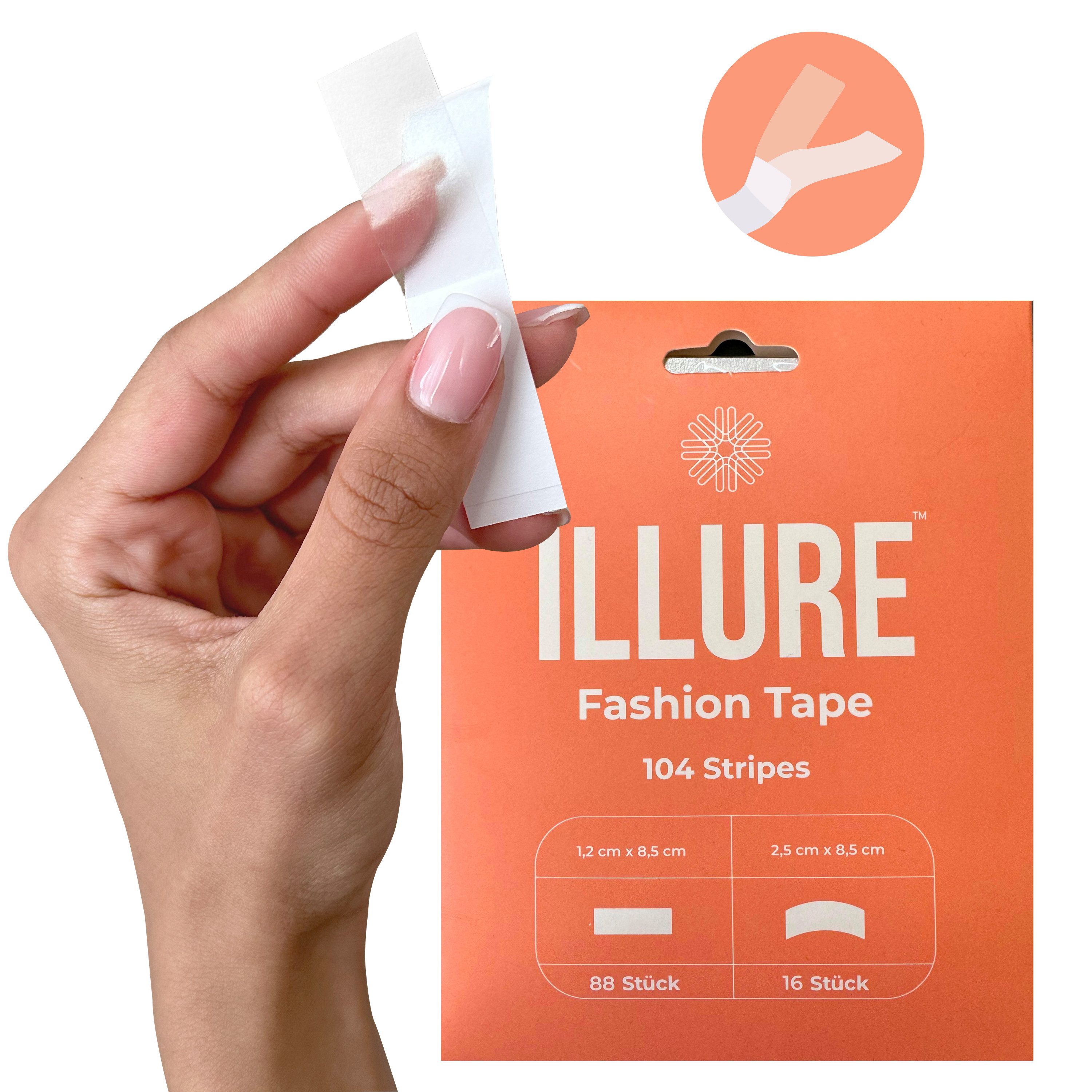 ILLURE Klebestreifen Fashion Tape 104 Stück, doppelseitig, 88 Gerade & 16 K günstig online kaufen