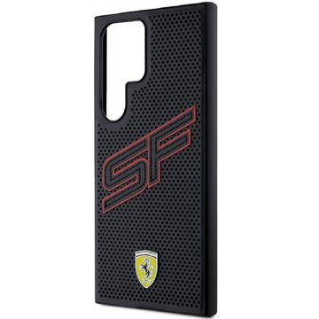 Ferrari Handyhülle Case Galaxy S24 Ultra Kunstleder schwarz Logo Metall 6,8 Zoll, Kantenschutz