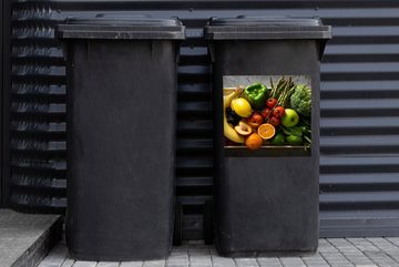 MuchoWow Wandsticker Kiste - Obst - Regenbogen (1 St), Mülleimer-aufkleber, Mülltonne, Sticker, Container, Abfalbehälter