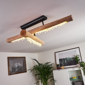 hofstein Deckenleuchte »Lipusa« Deckenlampe aus Metall Schwarz und Holz, 3000 Kelvin, mit verstellbaren Balken, 1350 Lumen, über Lichtschalter dimmbar