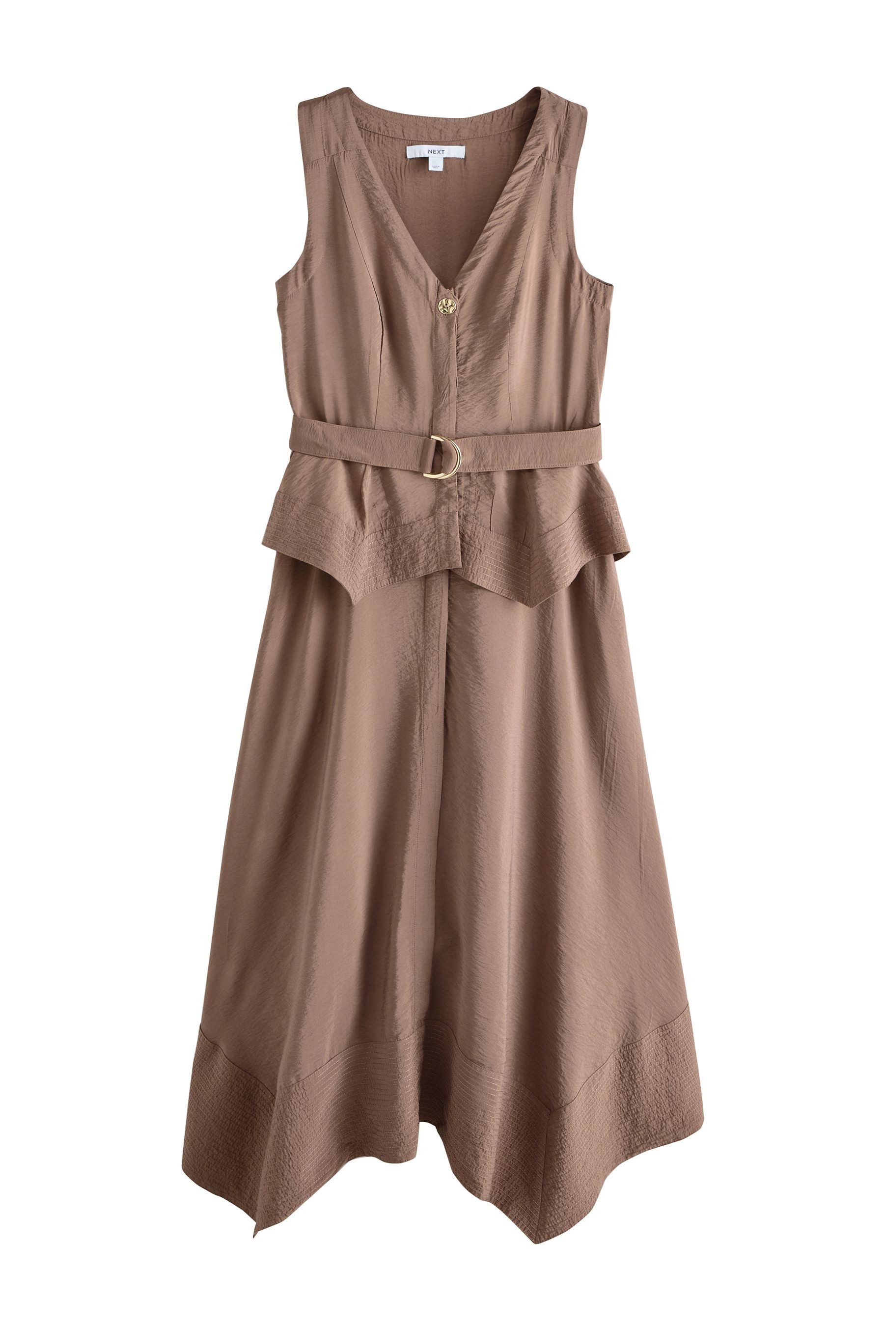 Next Midikleid 2-in-1-Midikleid mit Zipfelsaum und V-Ausschnitt (1-tlg)